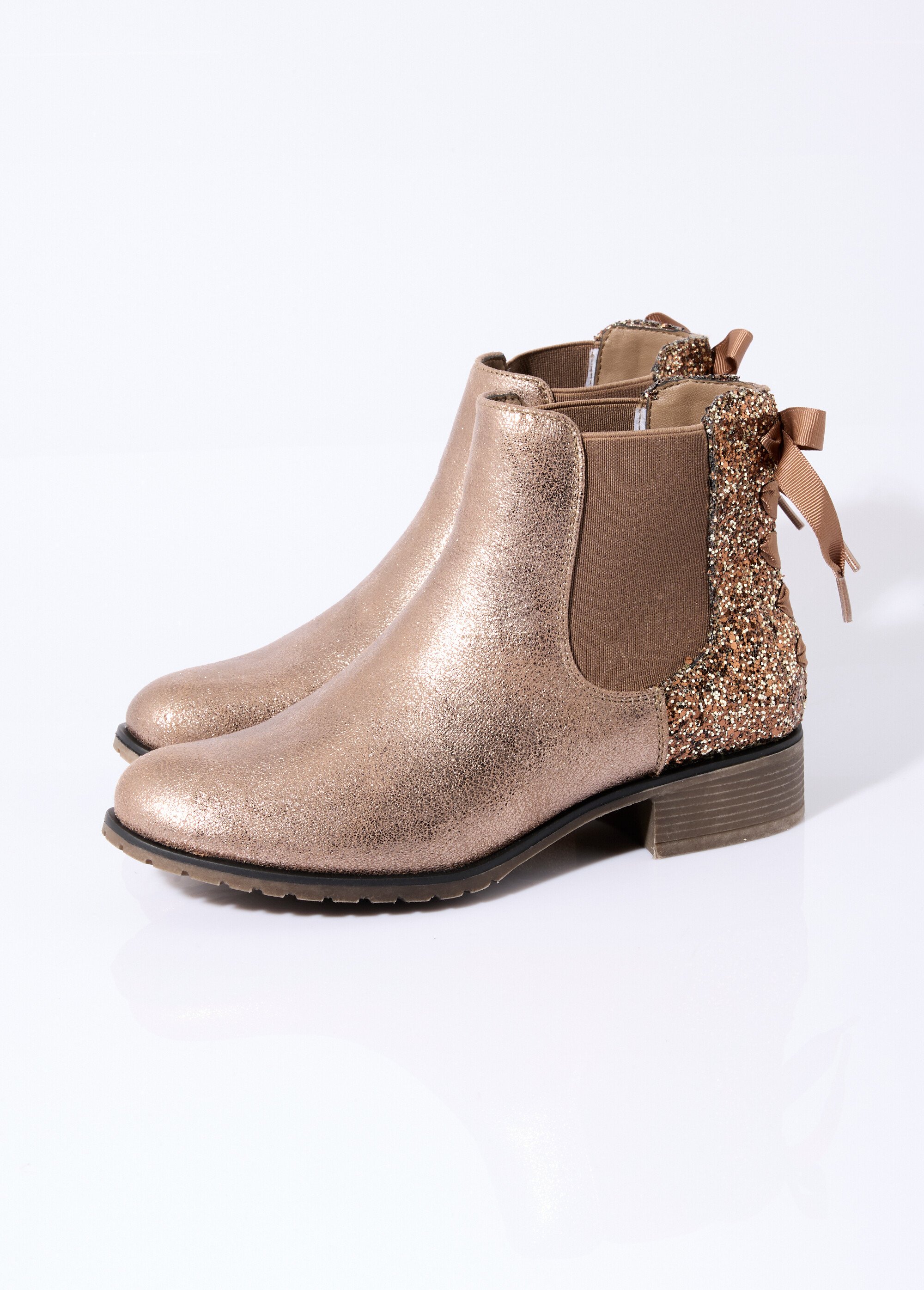 Boots Chelsea talon fantaisie avec nœud Femme Marron ERYM191-3 DE1