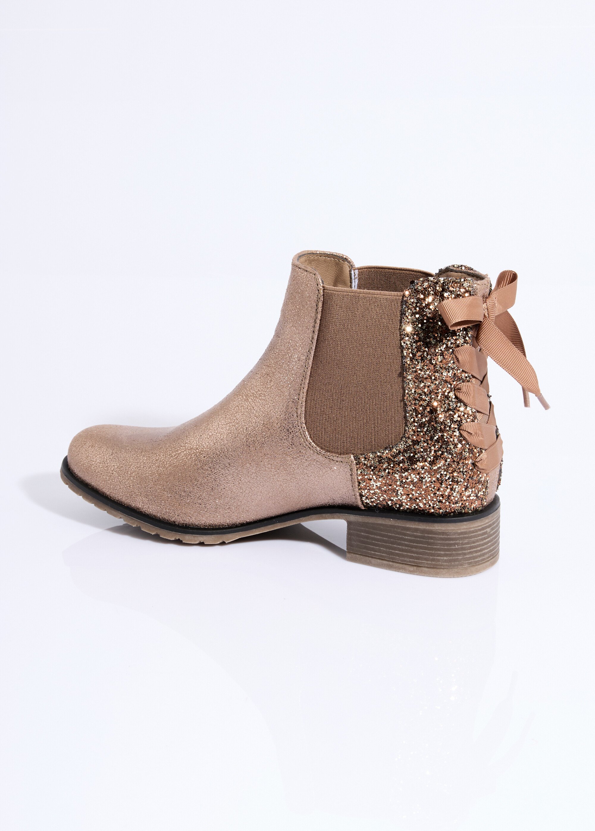 Boots Chelsea talon fantaisie avec nœud Femme Marron ERYM191-3 DO1