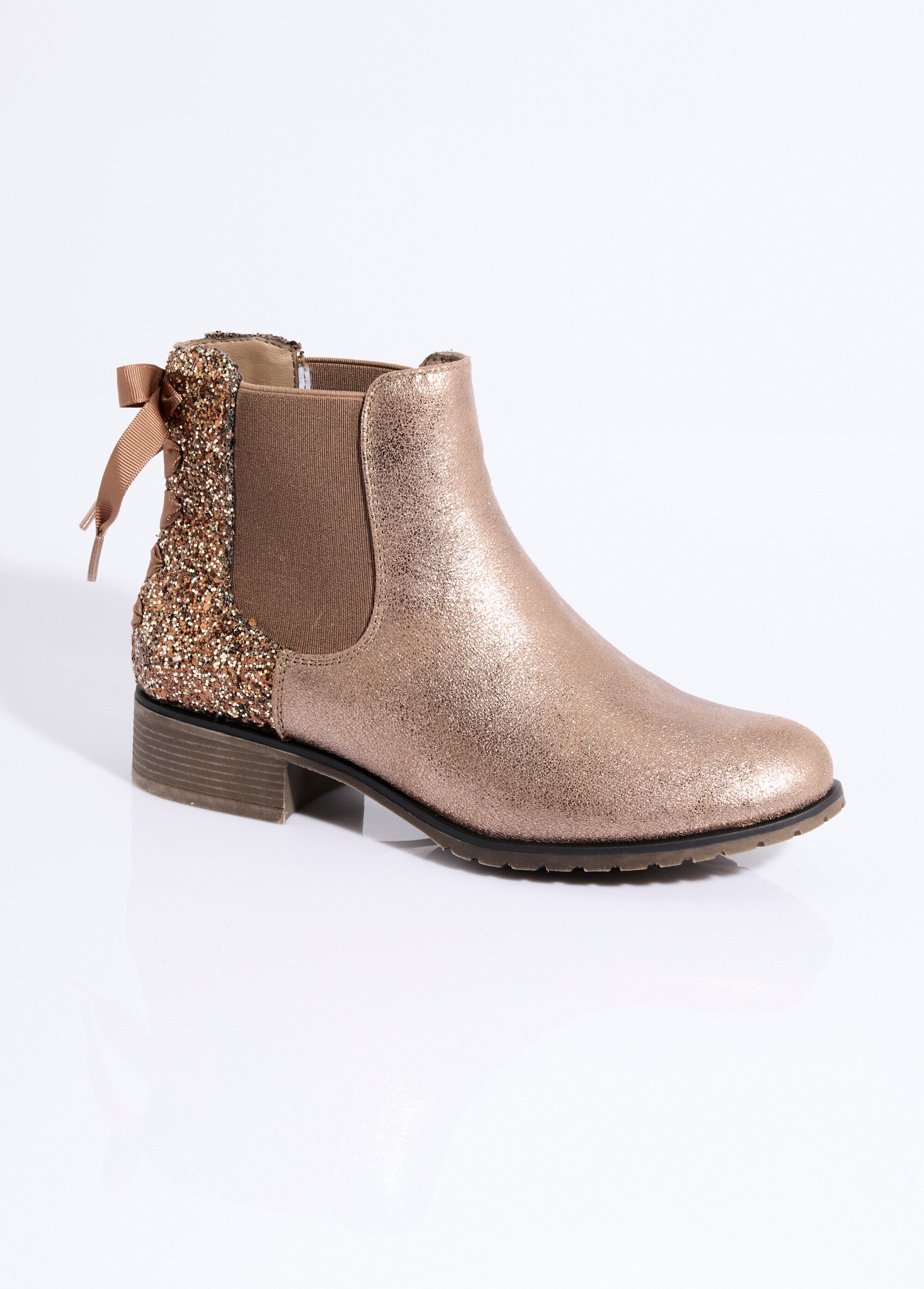 Boots Chelsea talon fantaisie avec nœud Femme Marron ERYM191-3 FA1