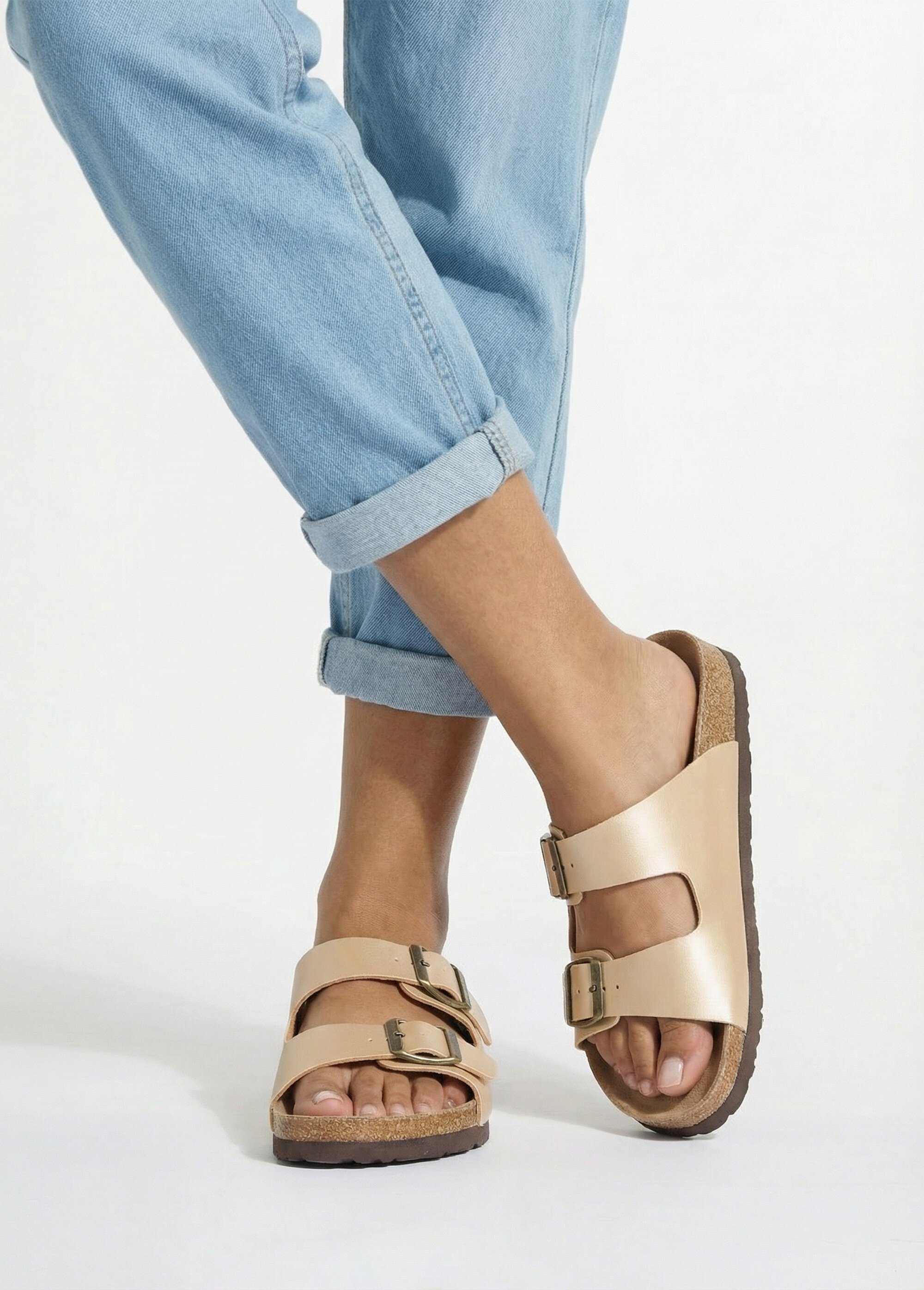 Mules double bride, semelle anatomiques Femme Doré COV-Y23-76 SI1