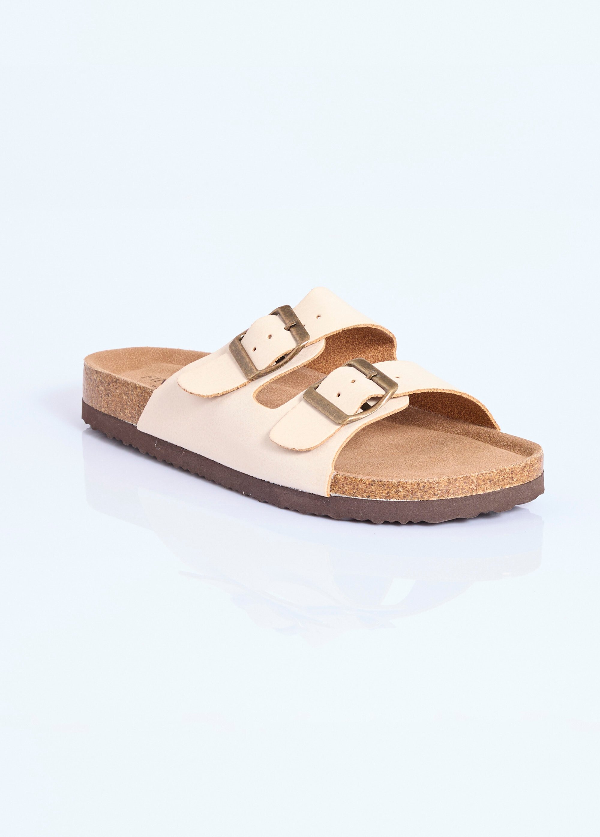 Mules double bride, semelle anatomiques Femme Beige COV-Y23-76 FA1
