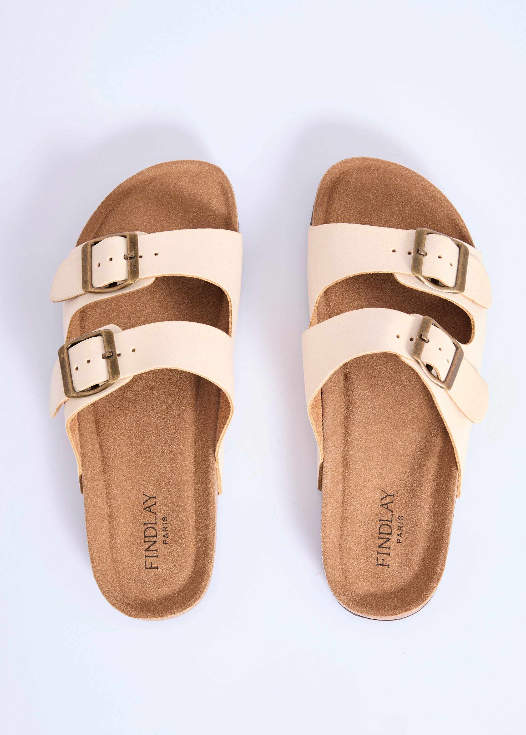 Mules double bride, semelle anatomiques Femme Beige COV-Y23-76 OV1