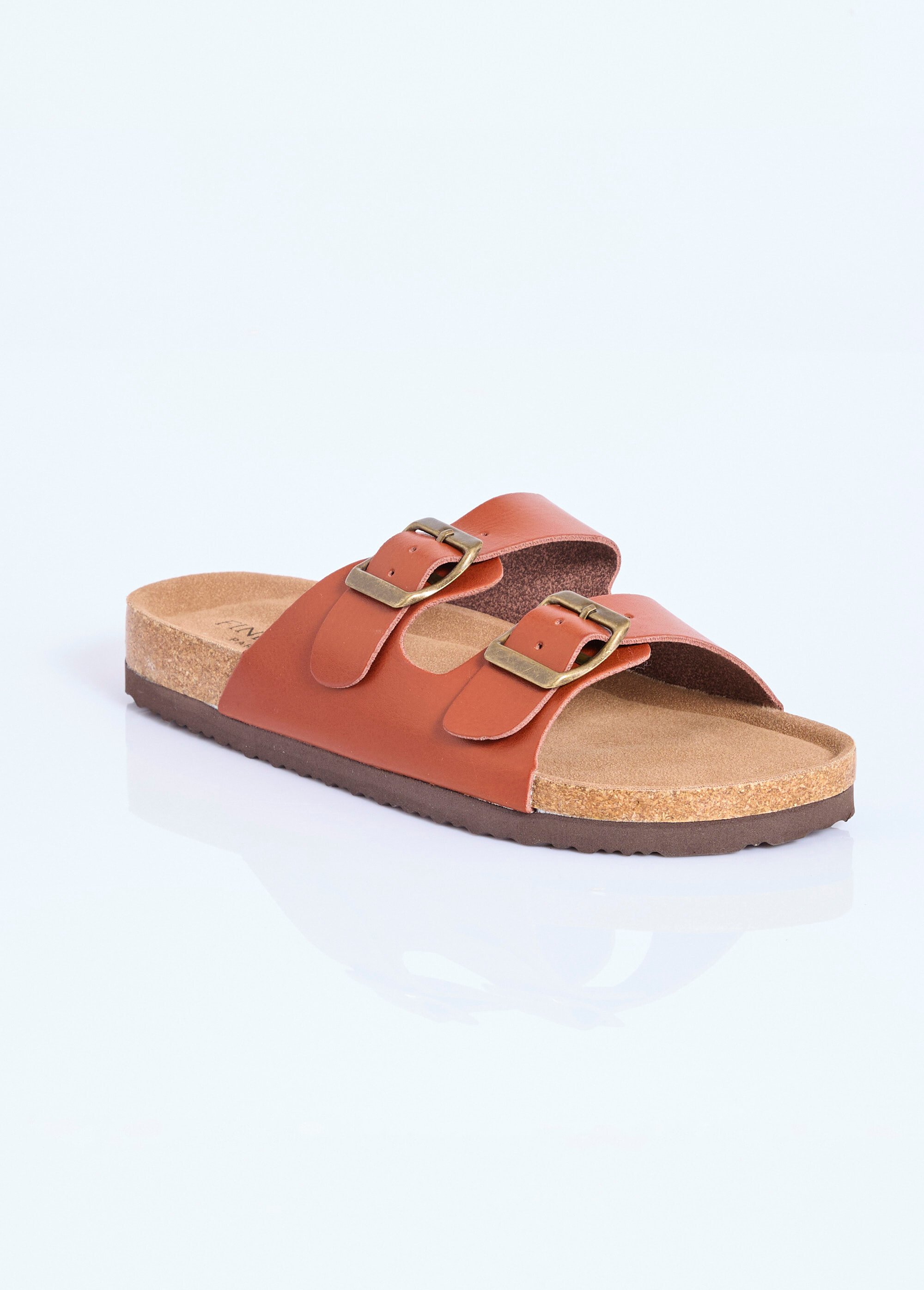 Mules double bride, semelle anatomiques Femme Marron COV-Y23-76 FA1