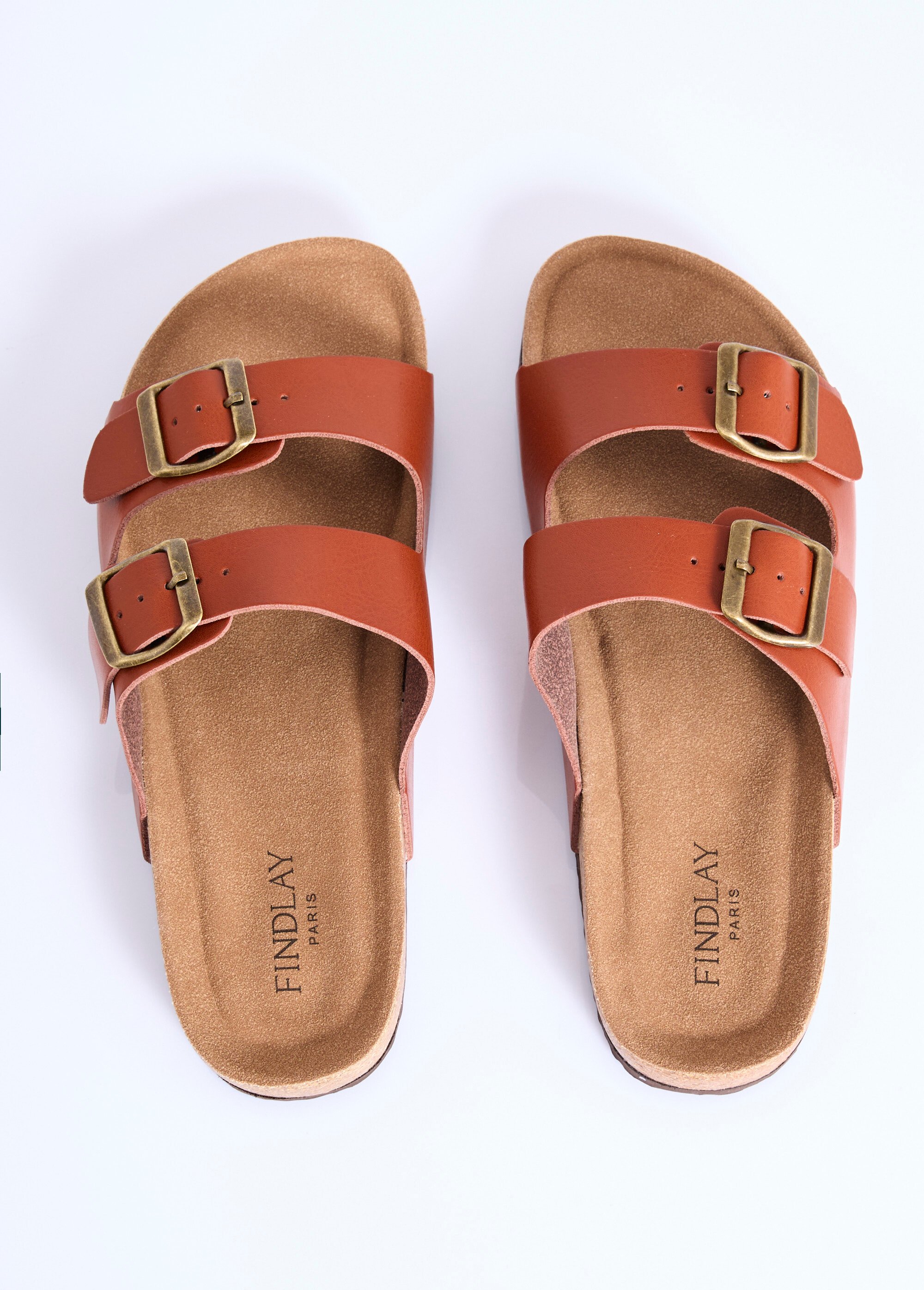 Mules double bride, semelle anatomiques Femme Marron COV-Y23-76 OV1