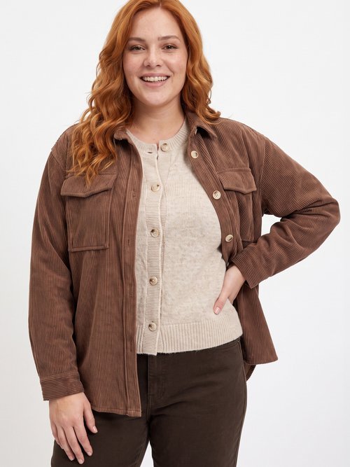 Chemise en velours grosses cotes Femme Grande Taille CAFE MA-M1006-1621 MV1