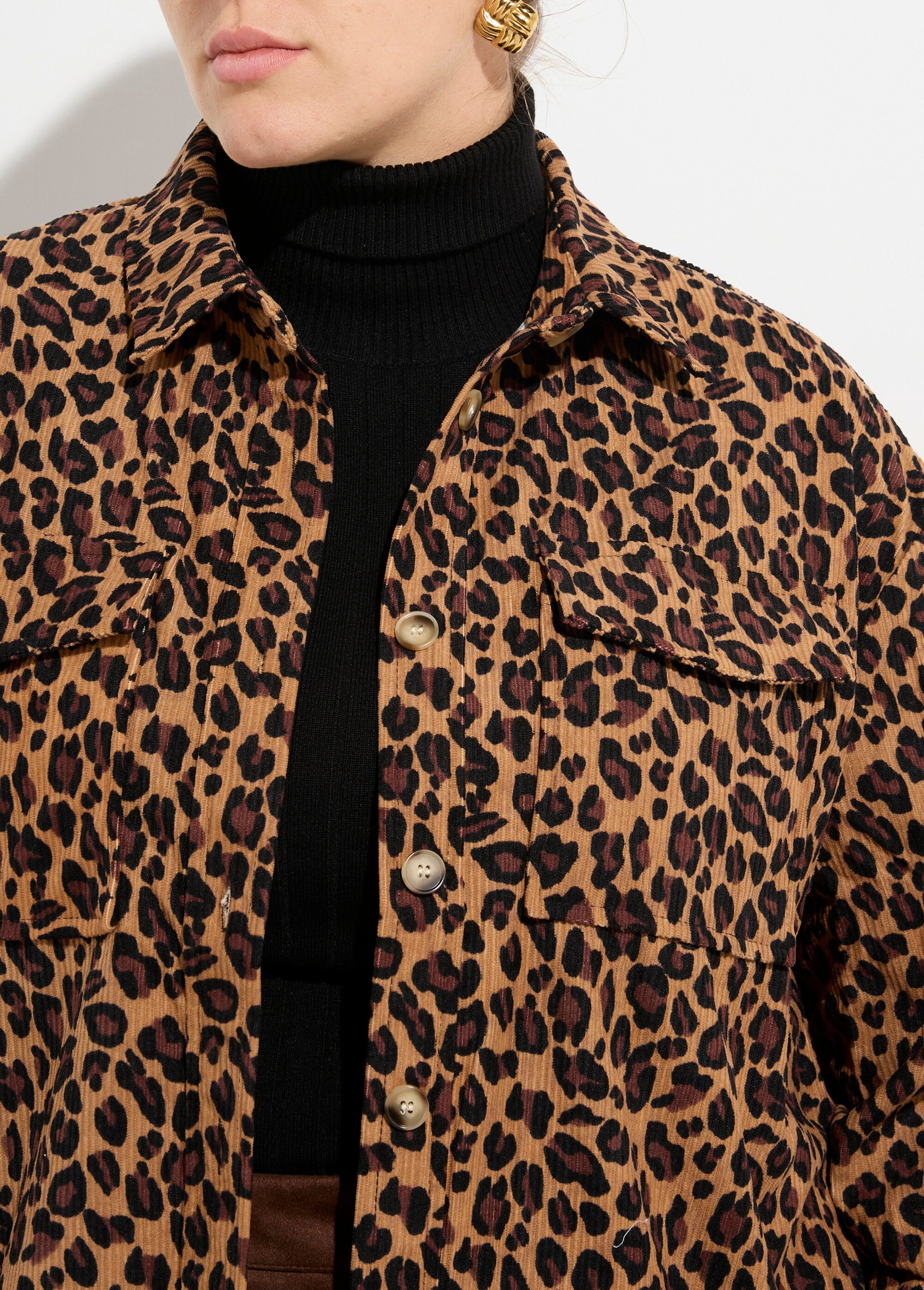 Chemise en velours imprimé léopard