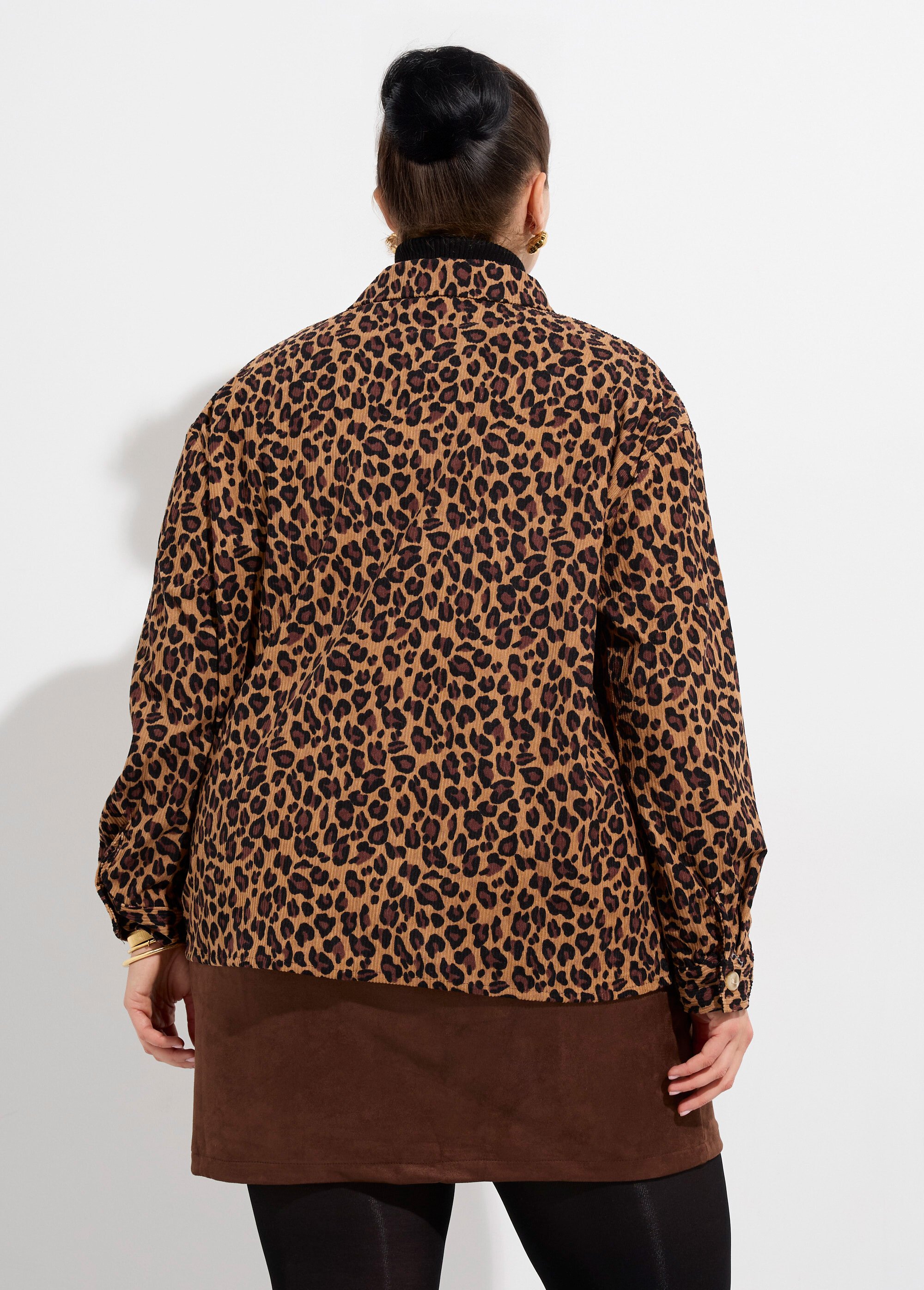 Chemise en velours imprimé léopard