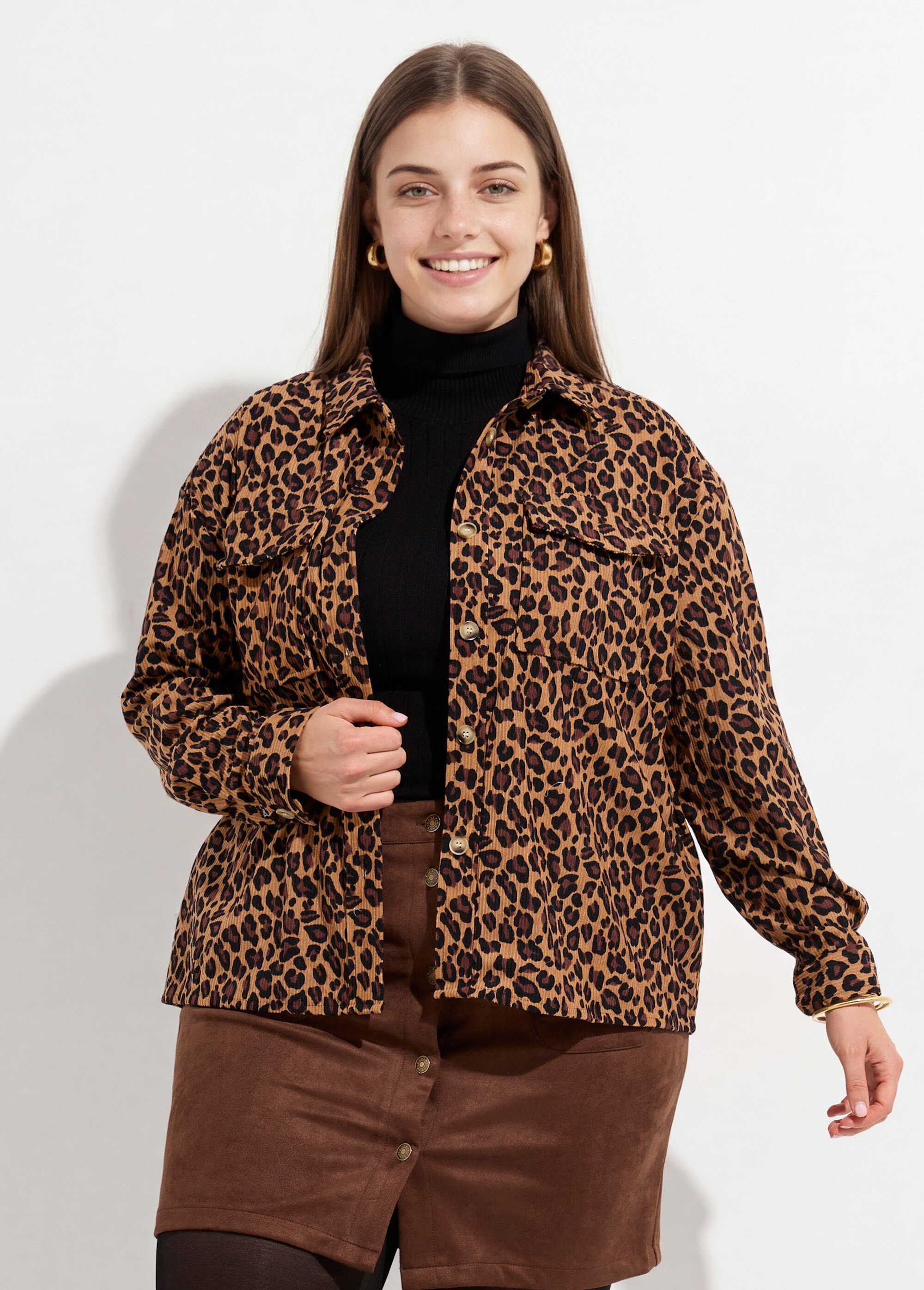 Chemise en velours imprimé léopard