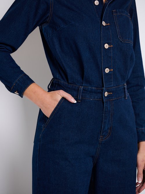 Combinaison jean brut taille élastiquée Femme Bleu OR-JD492BT1 DE2