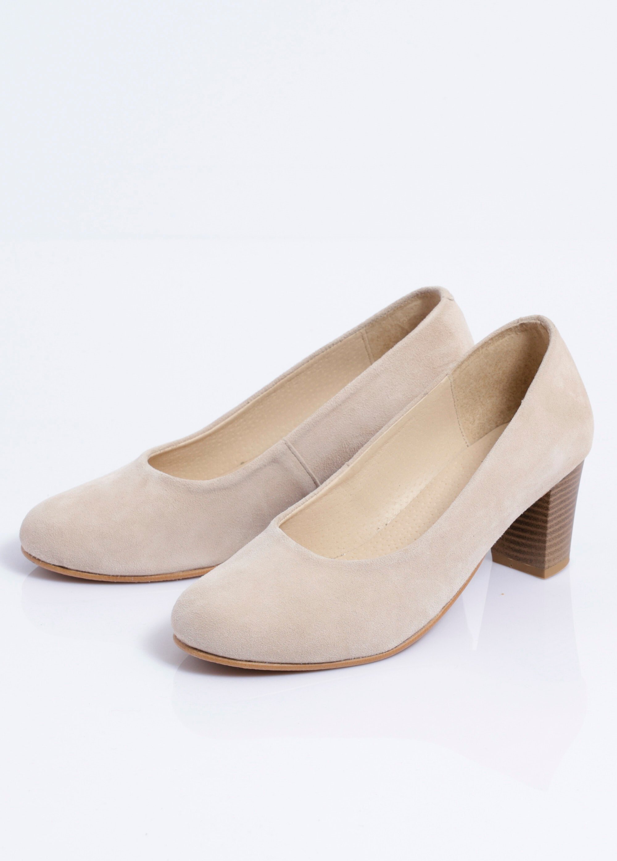 Escarpin largeur confort cuir velours bout rond Femme Beige ODAGE DE1