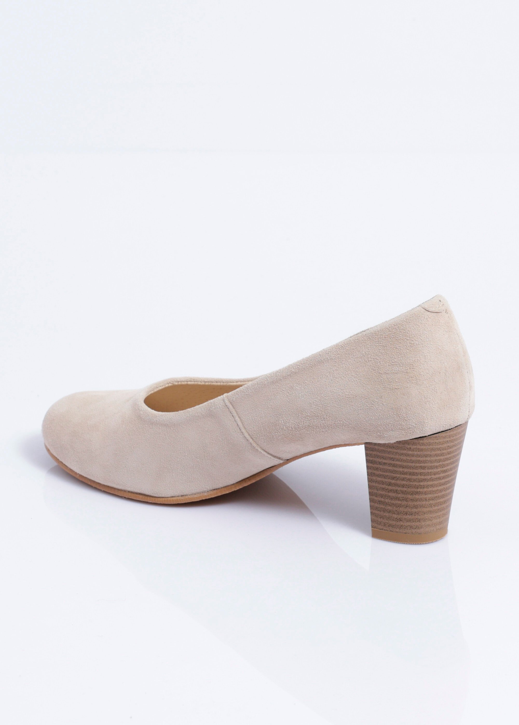 Escarpin largeur confort cuir velours bout rond Femme Beige ODAGE DO1