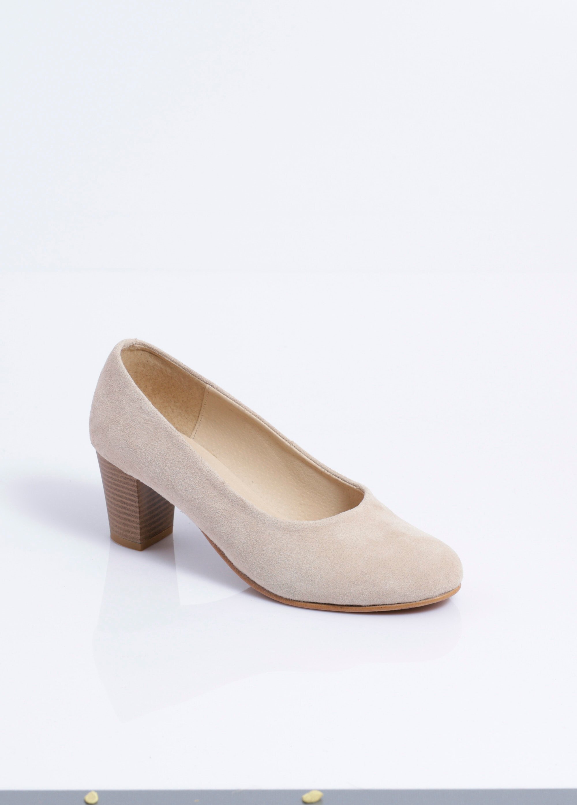 Escarpin largeur confort cuir velours bout rond Femme Beige ODAGE FA1