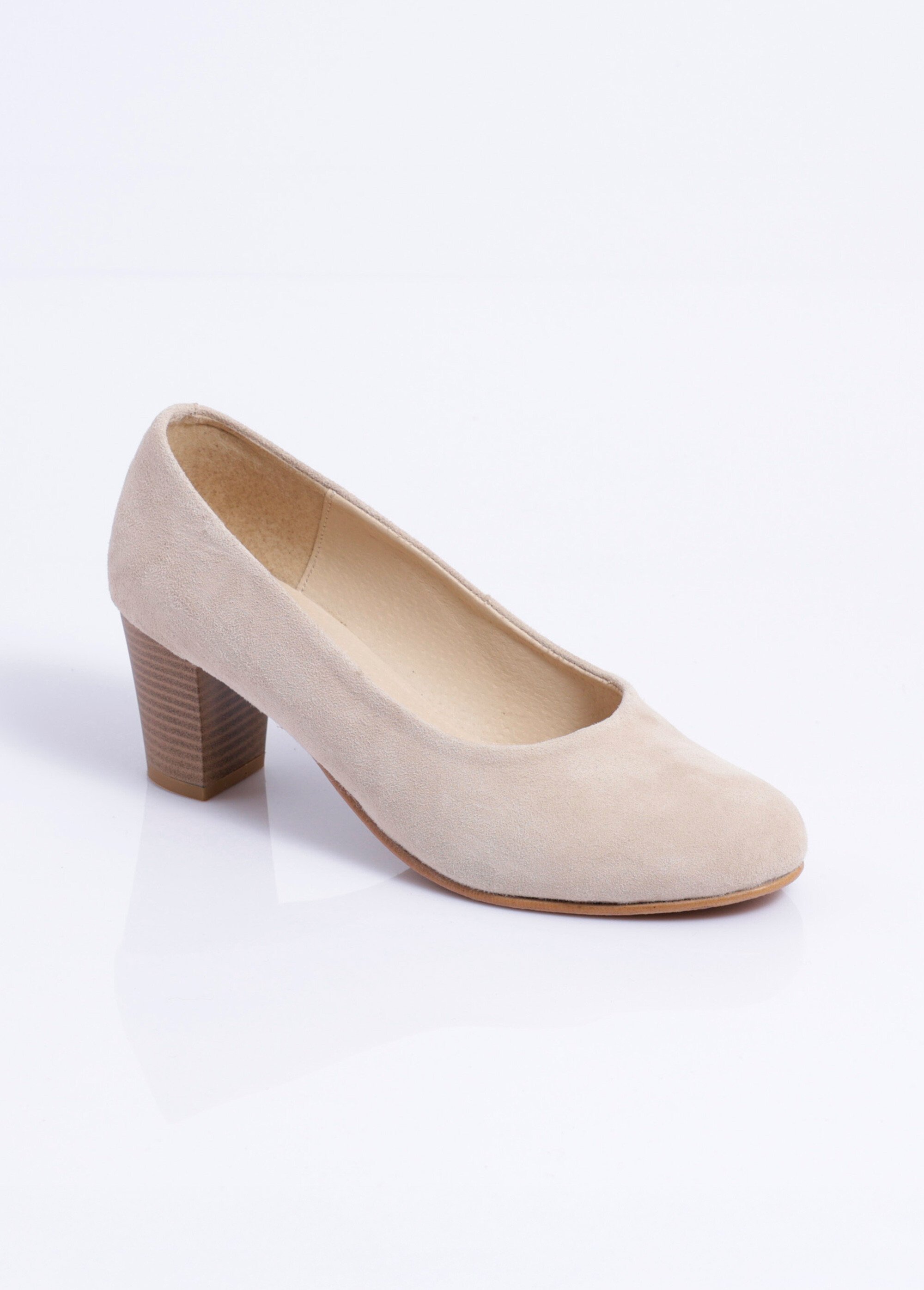Escarpin largeur confort cuir velours bout rond Femme Beige ODAGE FA1