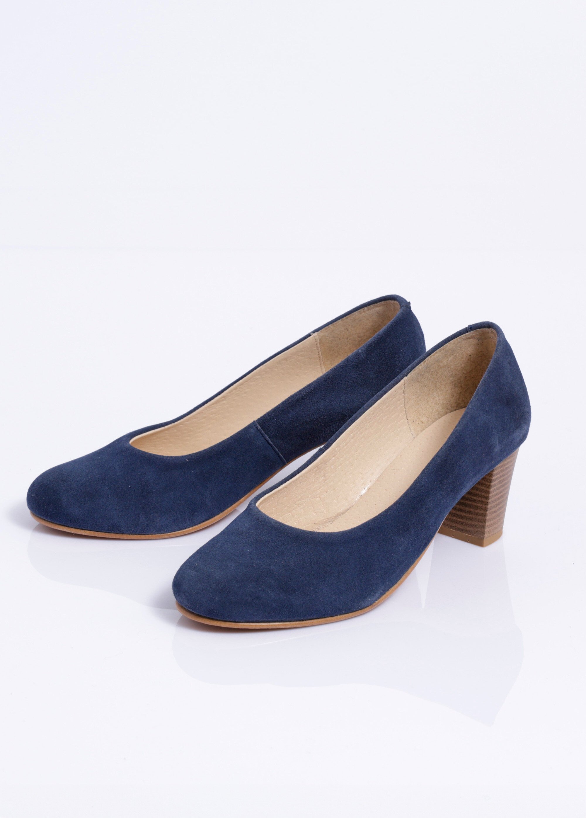 Escarpin largeur confort cuir velours bout rond Femme Bleu ODAGE DE1