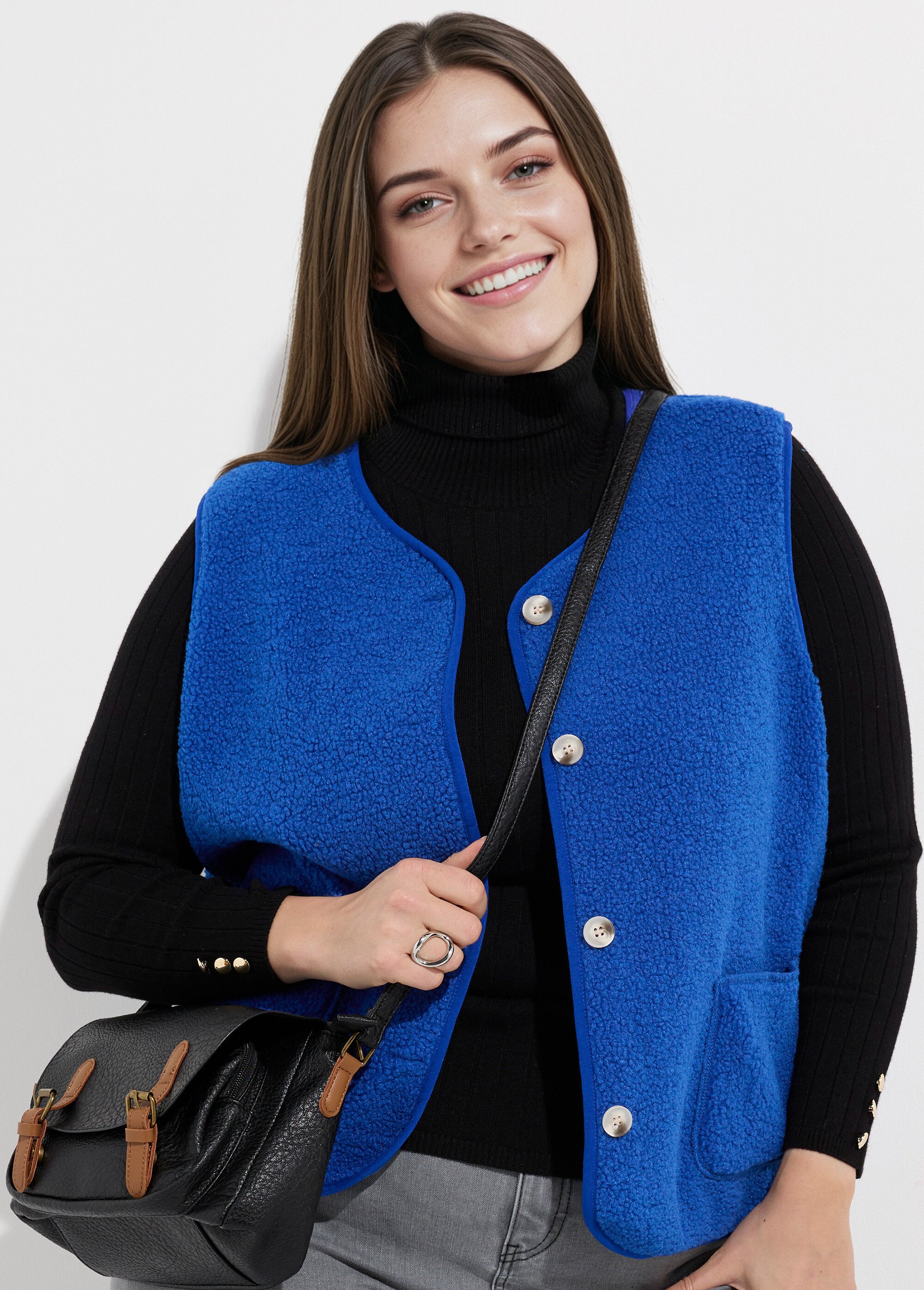 Gilet de berger sans manches, sherpa uni