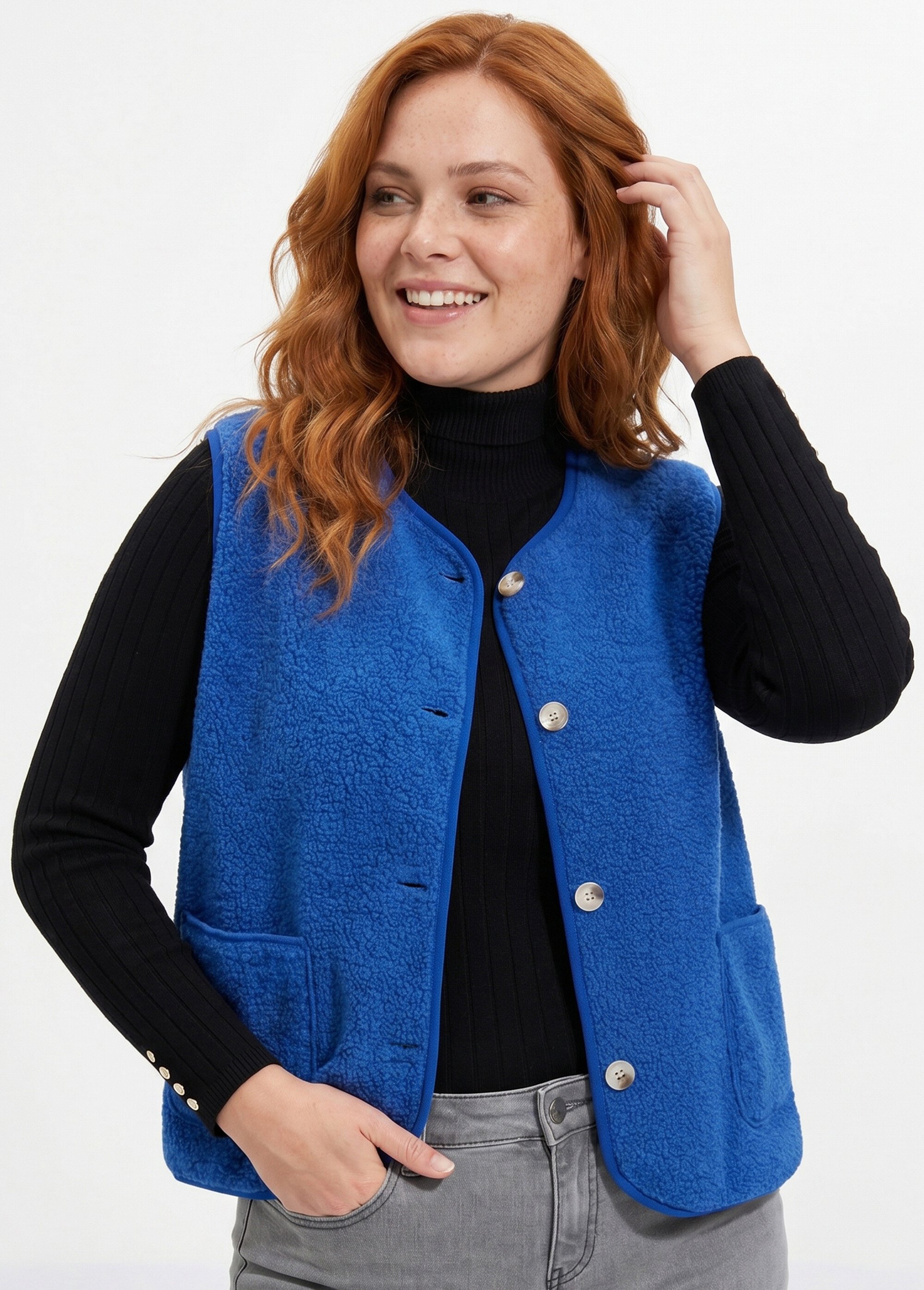 Gilet de berger sans manches, sherpa uni