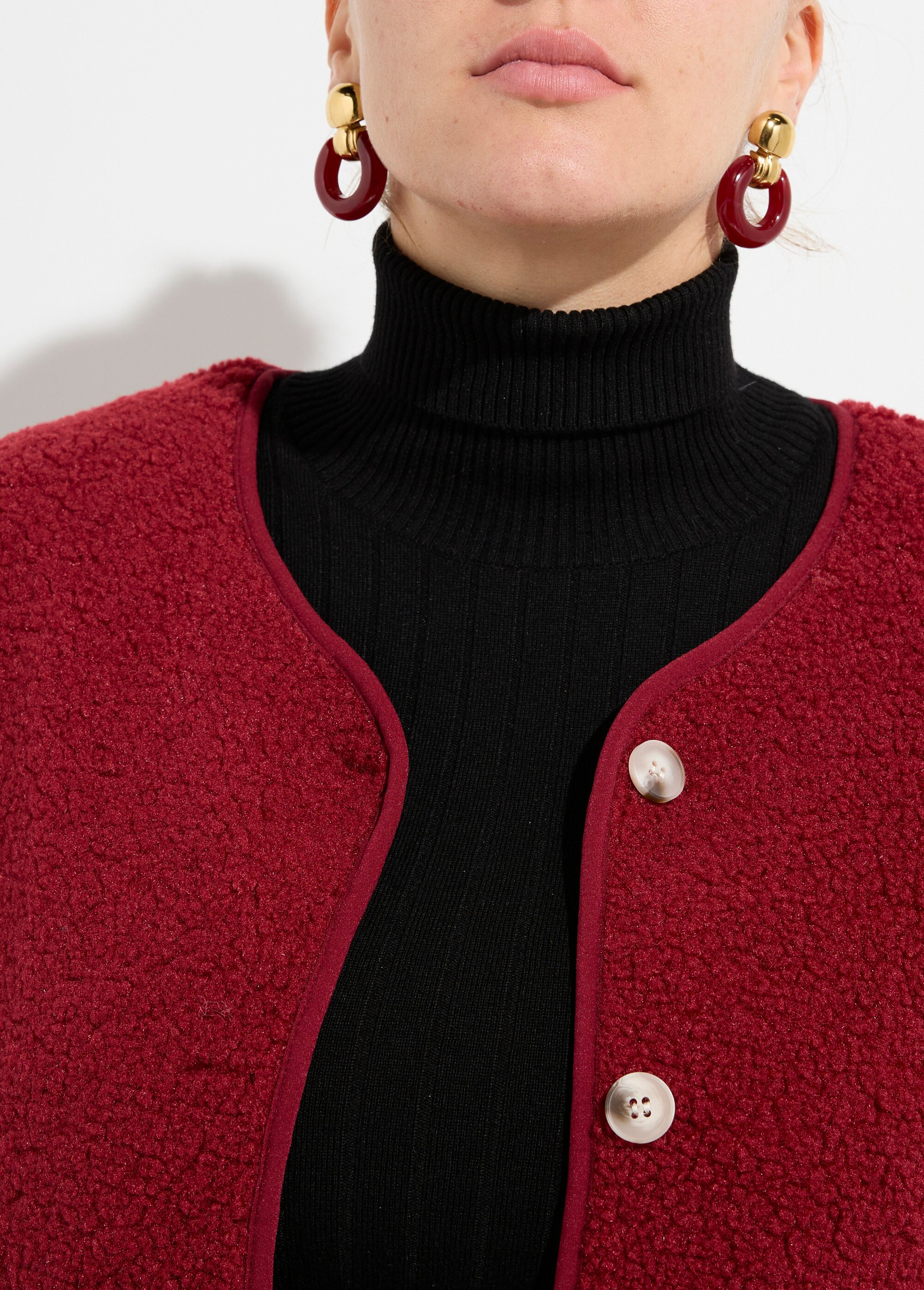 Gilet de berger sans manches, sherpa uni Femme Grande Taille Rouge MA-M286-1677 DE1