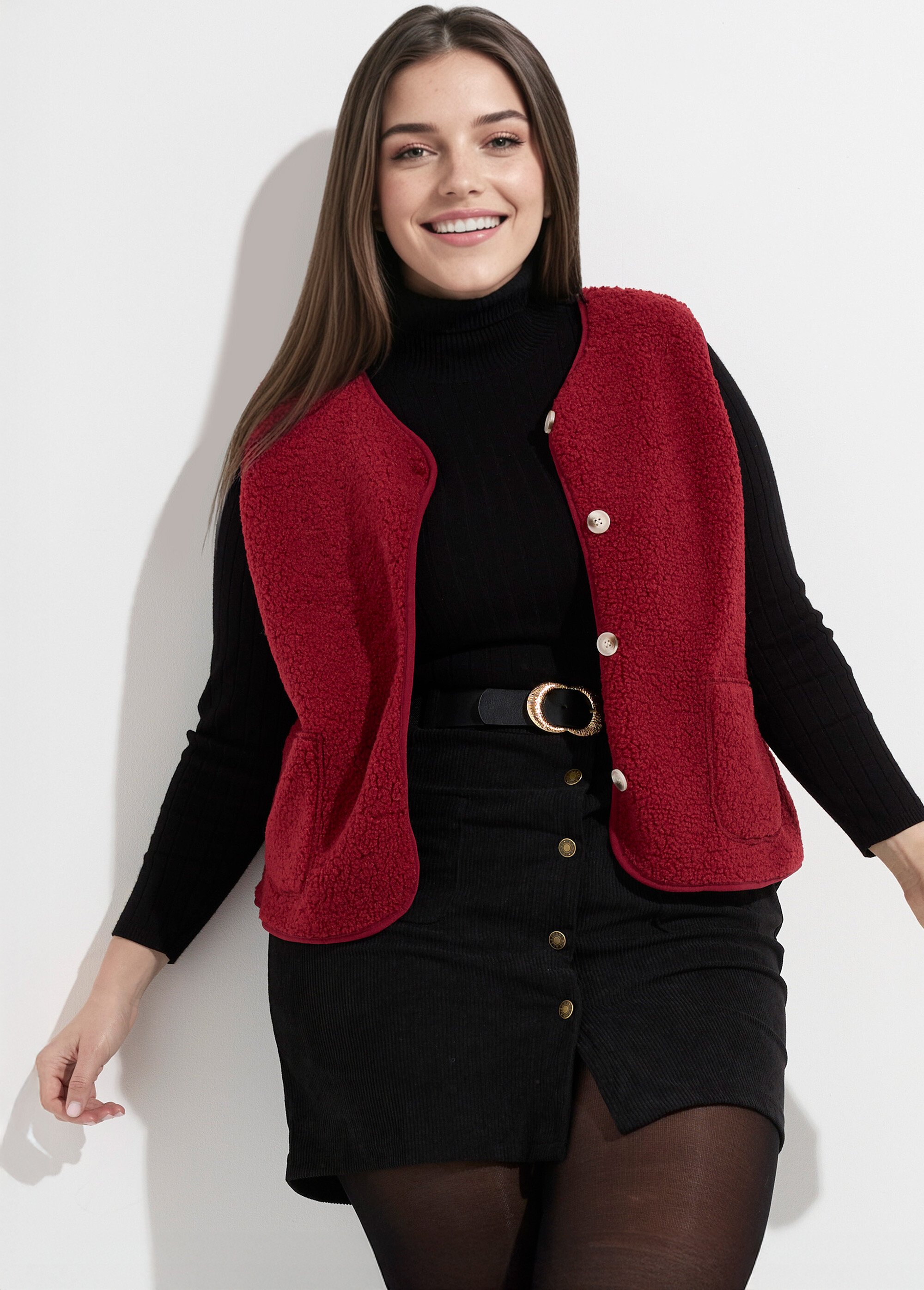 Gilet de berger sans manches, sherpa uni