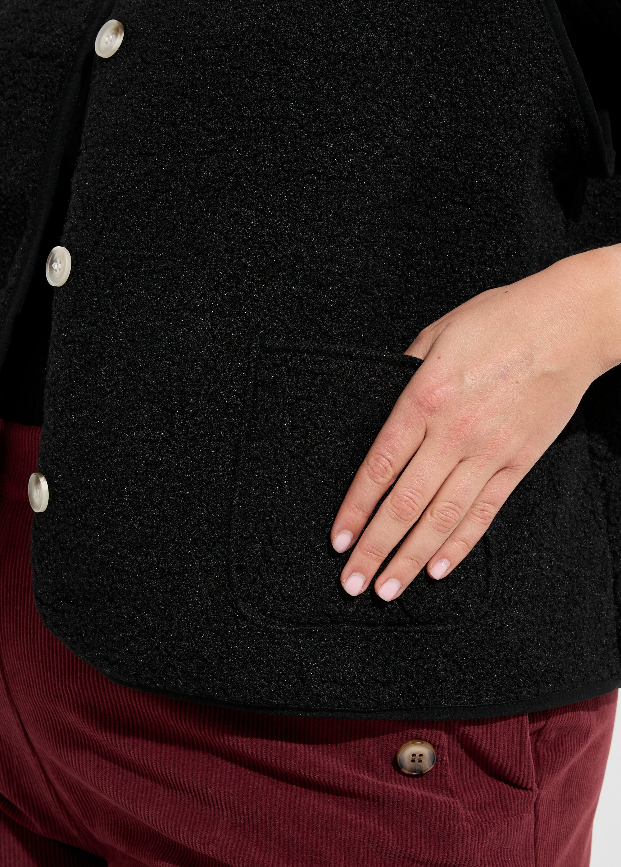 Gilet de berger sans manches, sherpa uni Femme Grande Taille Noir MA-M286-1677 DE2