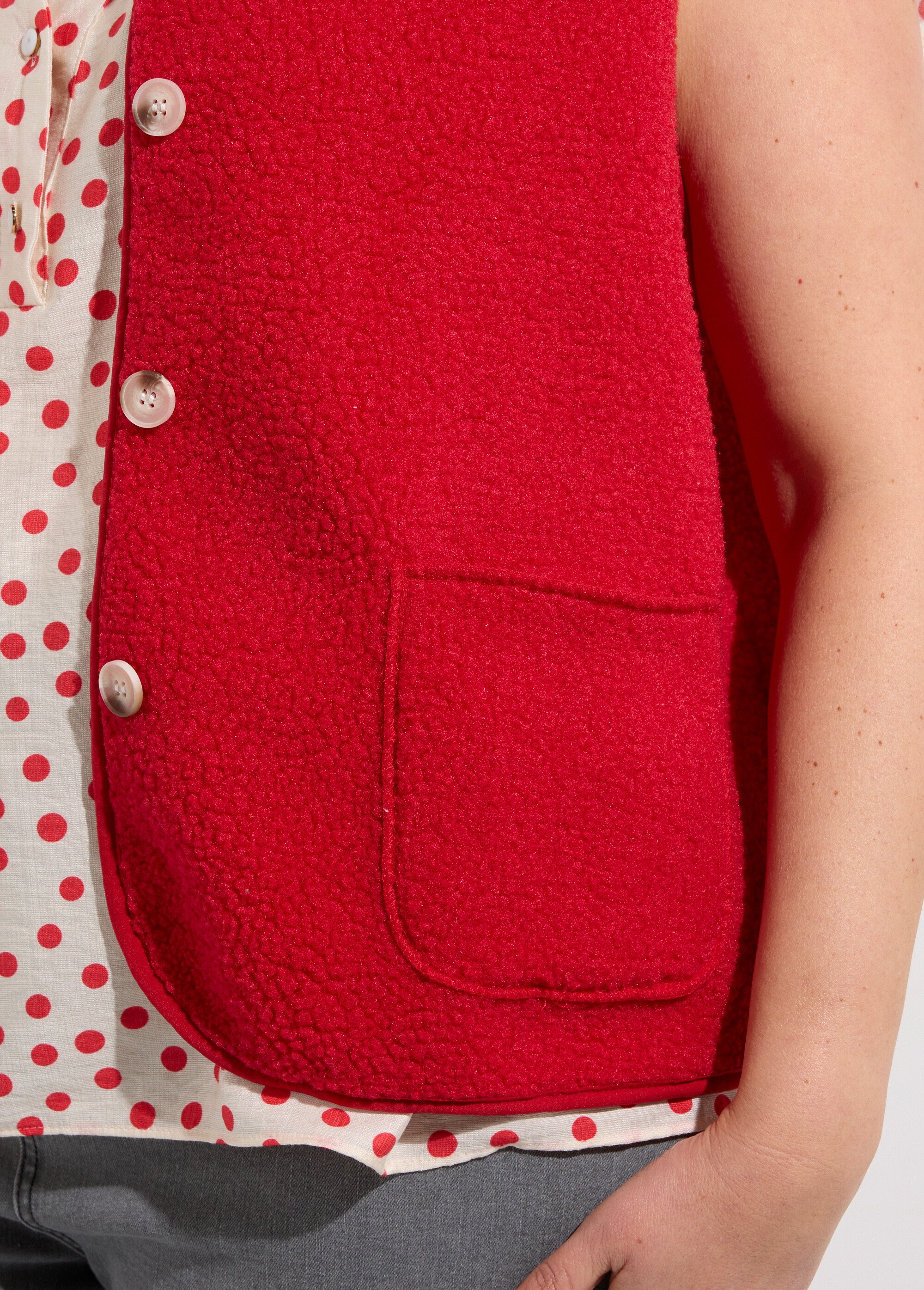 Gilet de berger sans manches, sherpa uni Femme Grande Taille Rouge MA-M286-1677 DE1