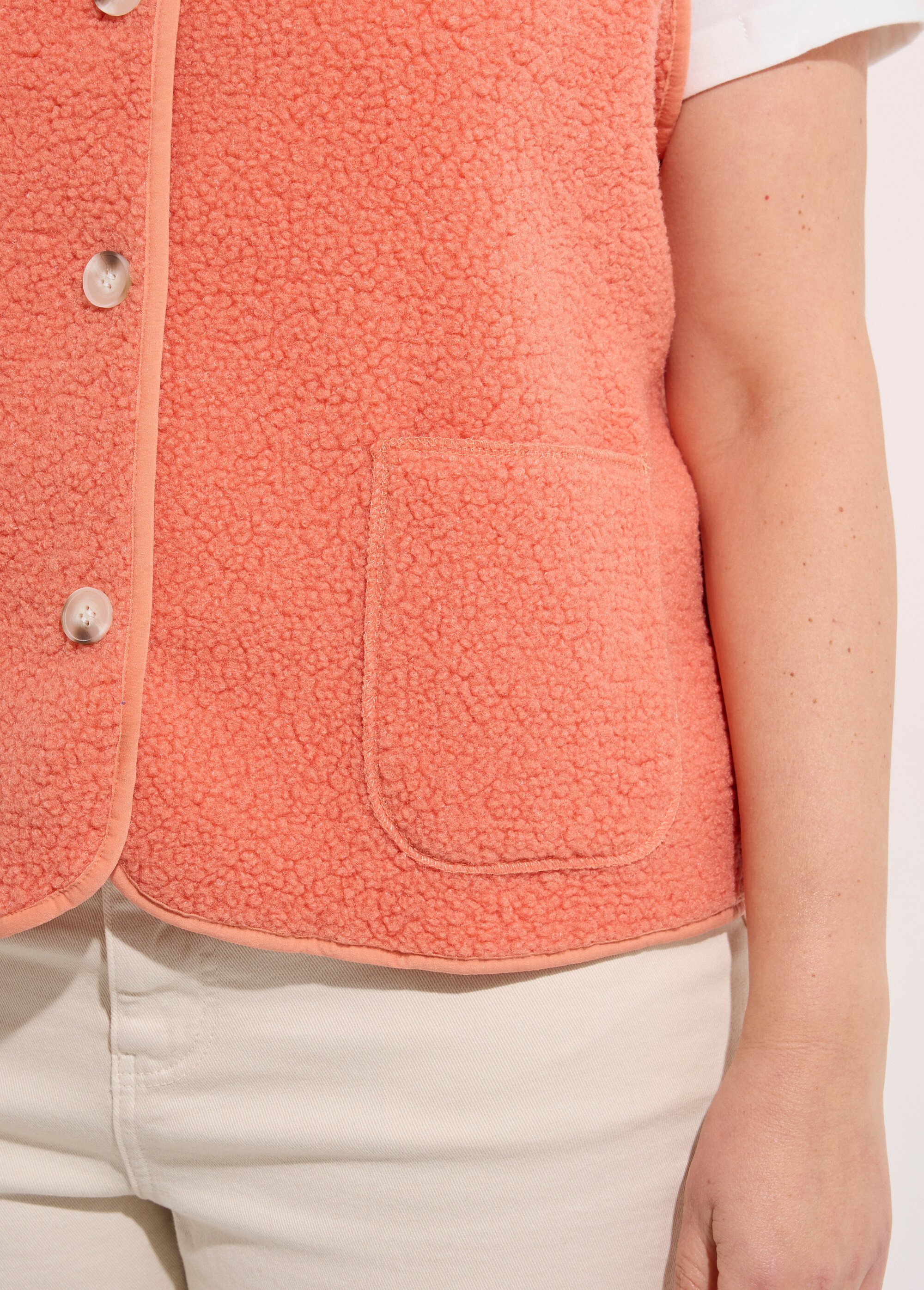 Gilet de berger sans manches, sherpa uni