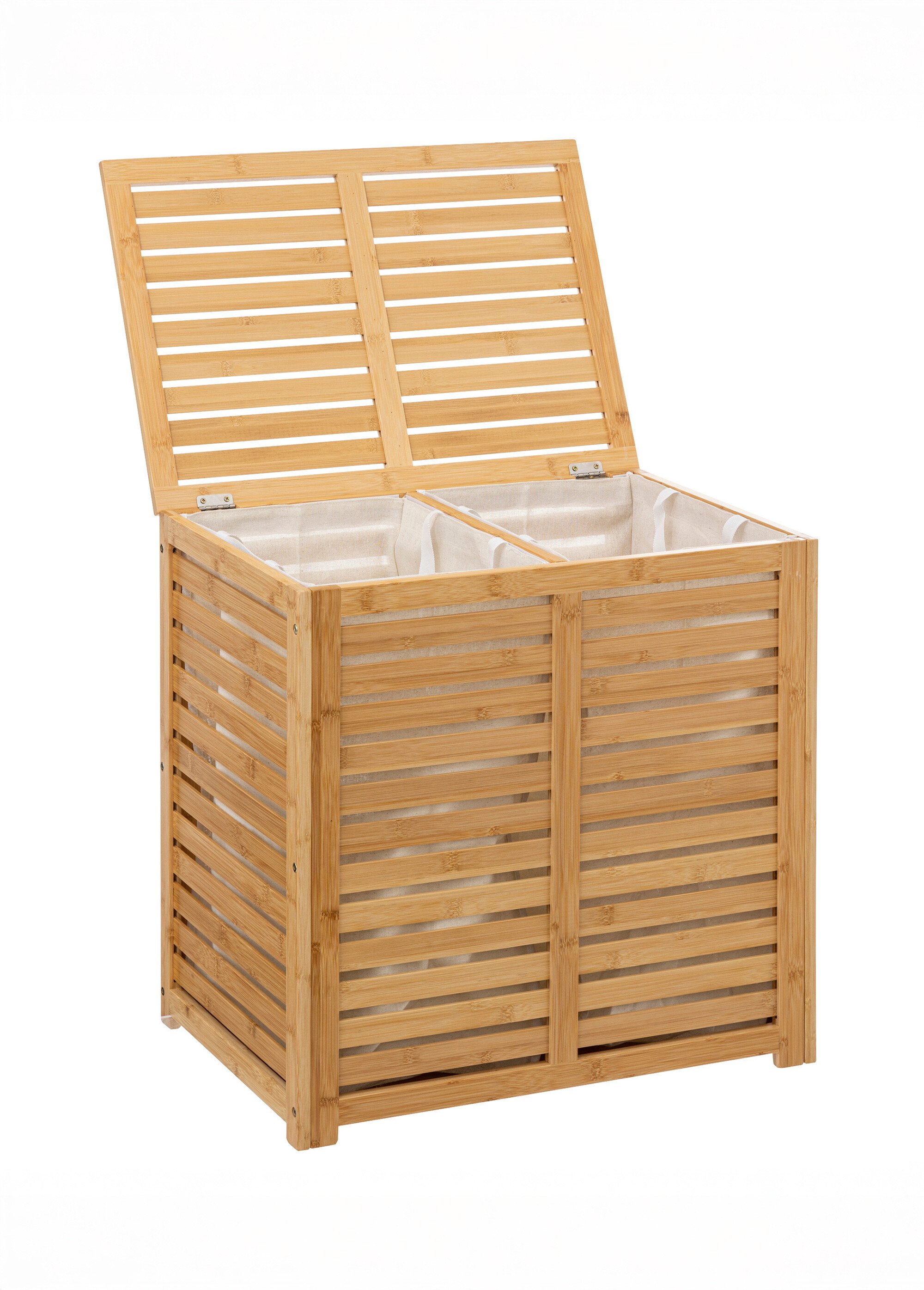 Grand panier à linge 2 compartiments Beige JJA-160823A DE1