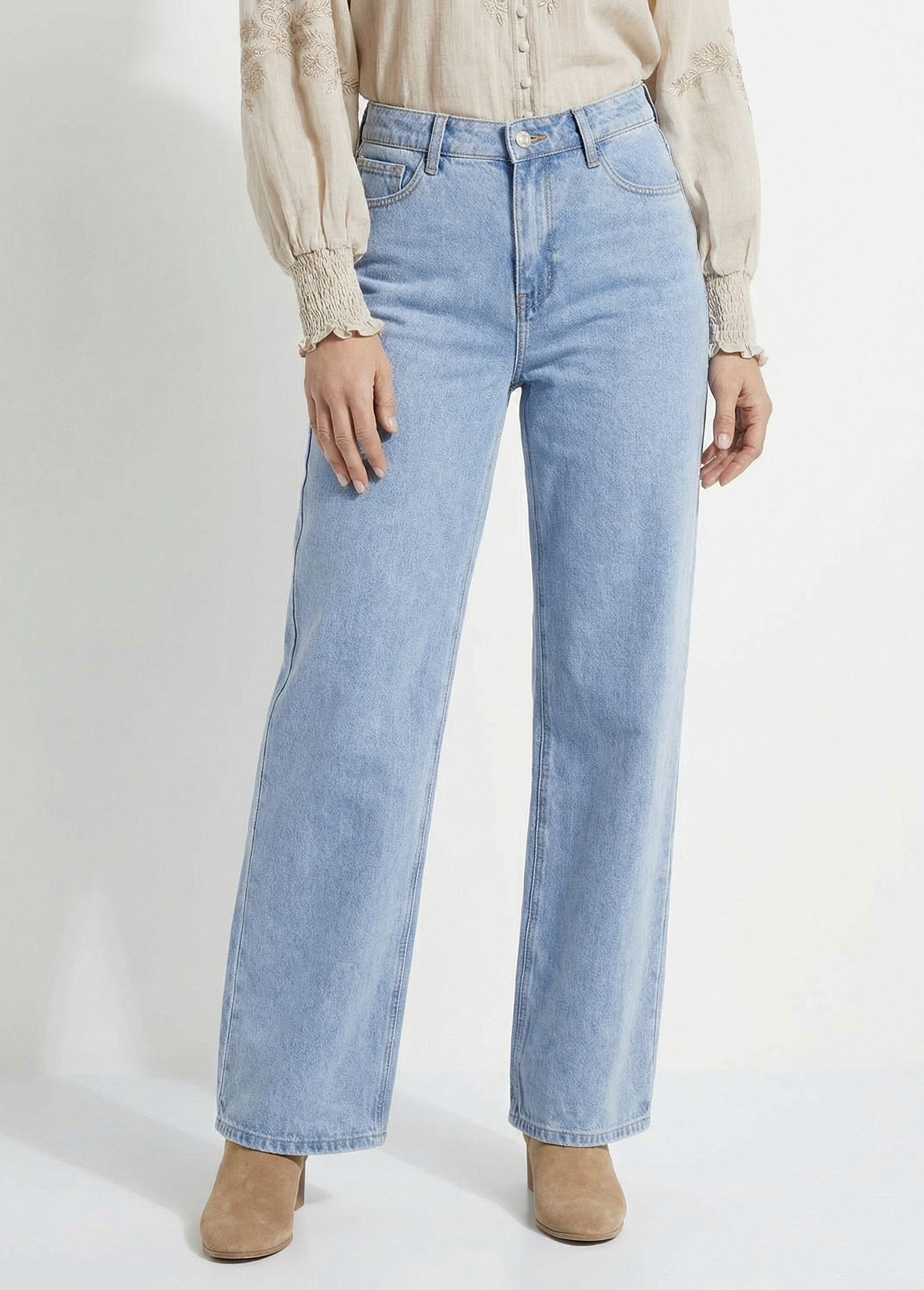 Jean 5 poches coupe wide, spécial GRANDE Femme Bleu OR-JD495 FA1