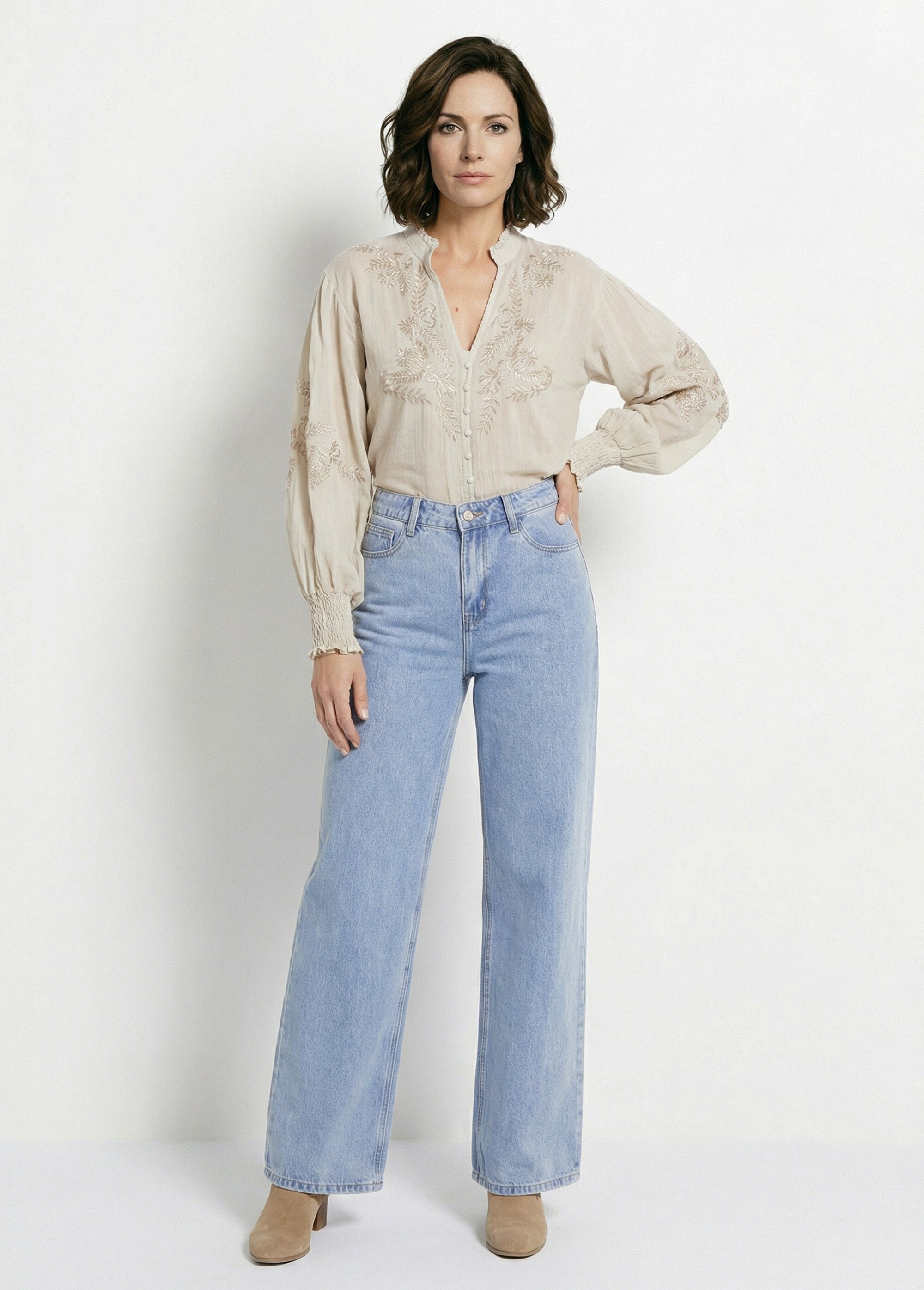 Jean 5 poches coupe wide, spécial GRANDE Femme Bleu OR-JD495 MV1