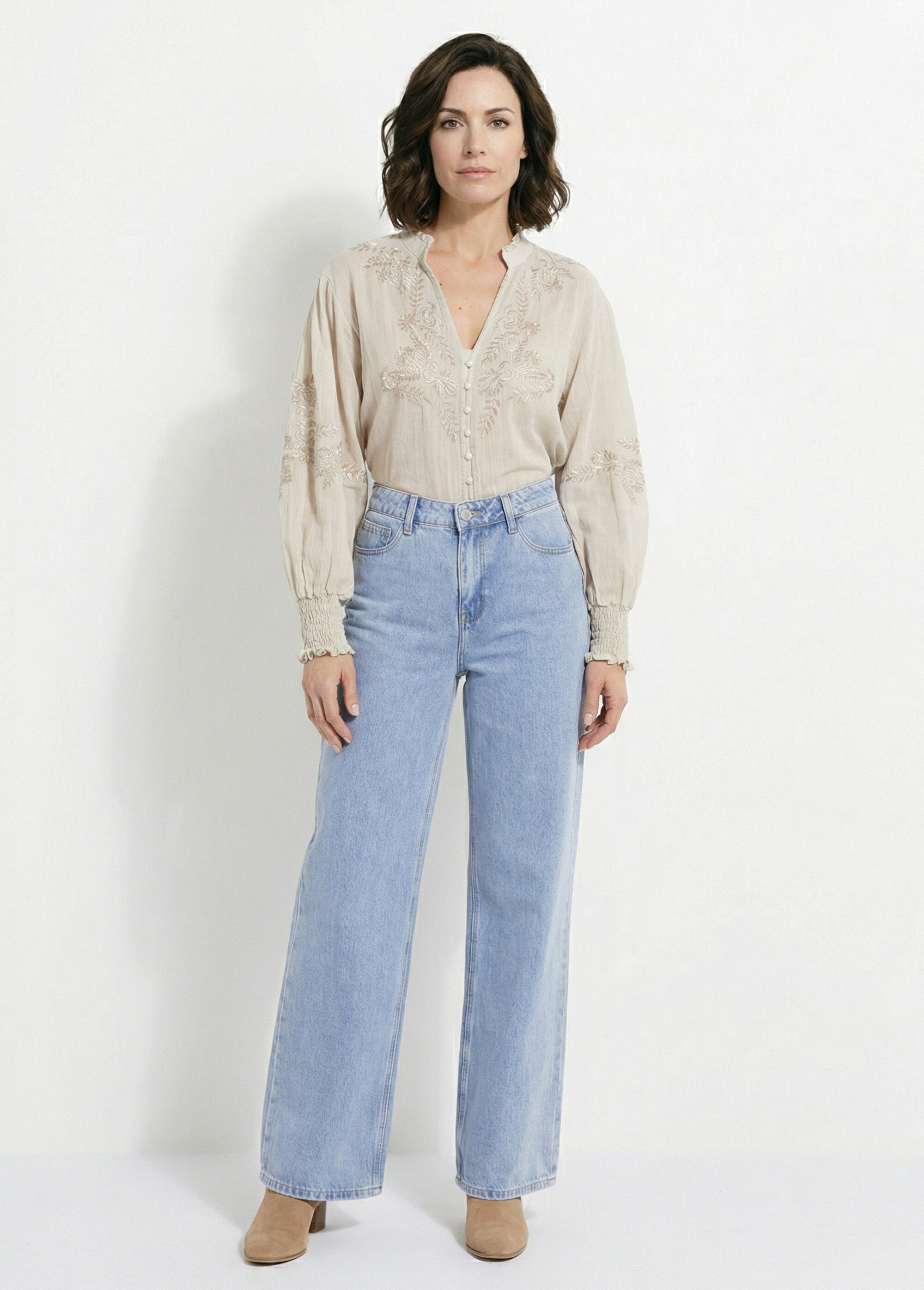 Jean 5 poches coupe wide, spécial GRANDE Femme Bleu OR-JD495 SF1