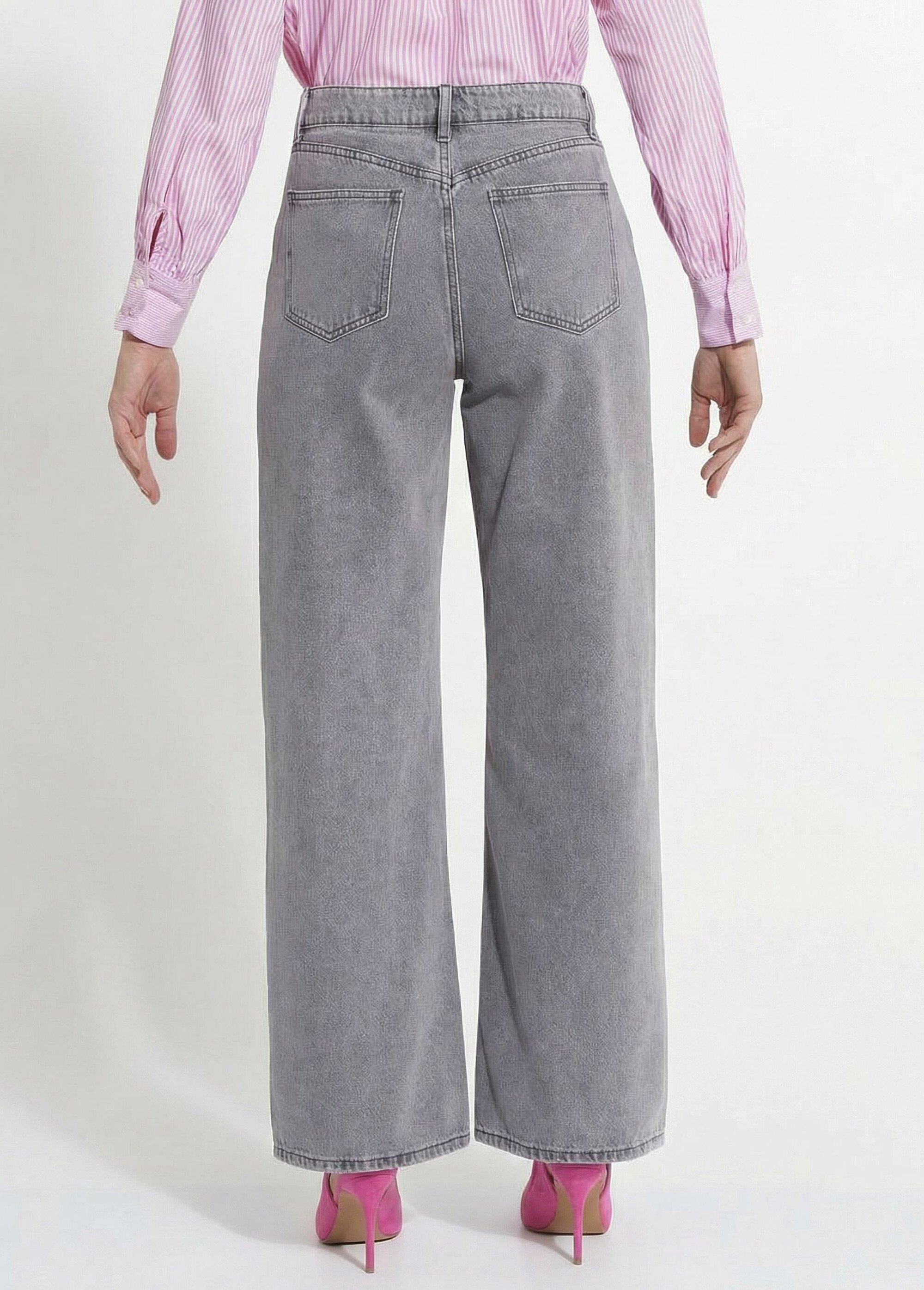 Jean 5 poches coupe wide, spécial GRANDE Femme Gris OR-JD495 DO1