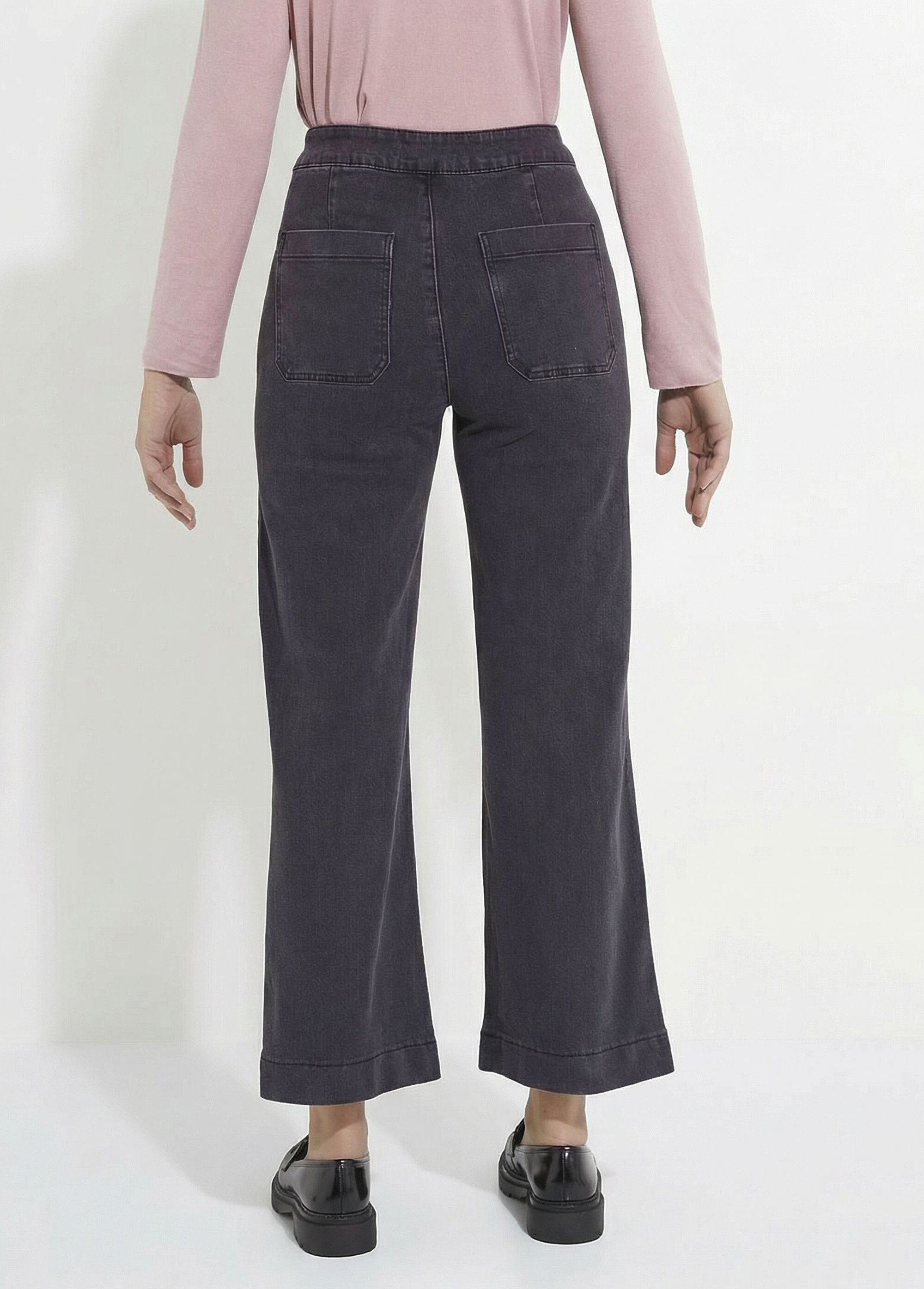 Jean à pont coupe large, spécial GRANDE Femme Gris OR-JD610 DO1