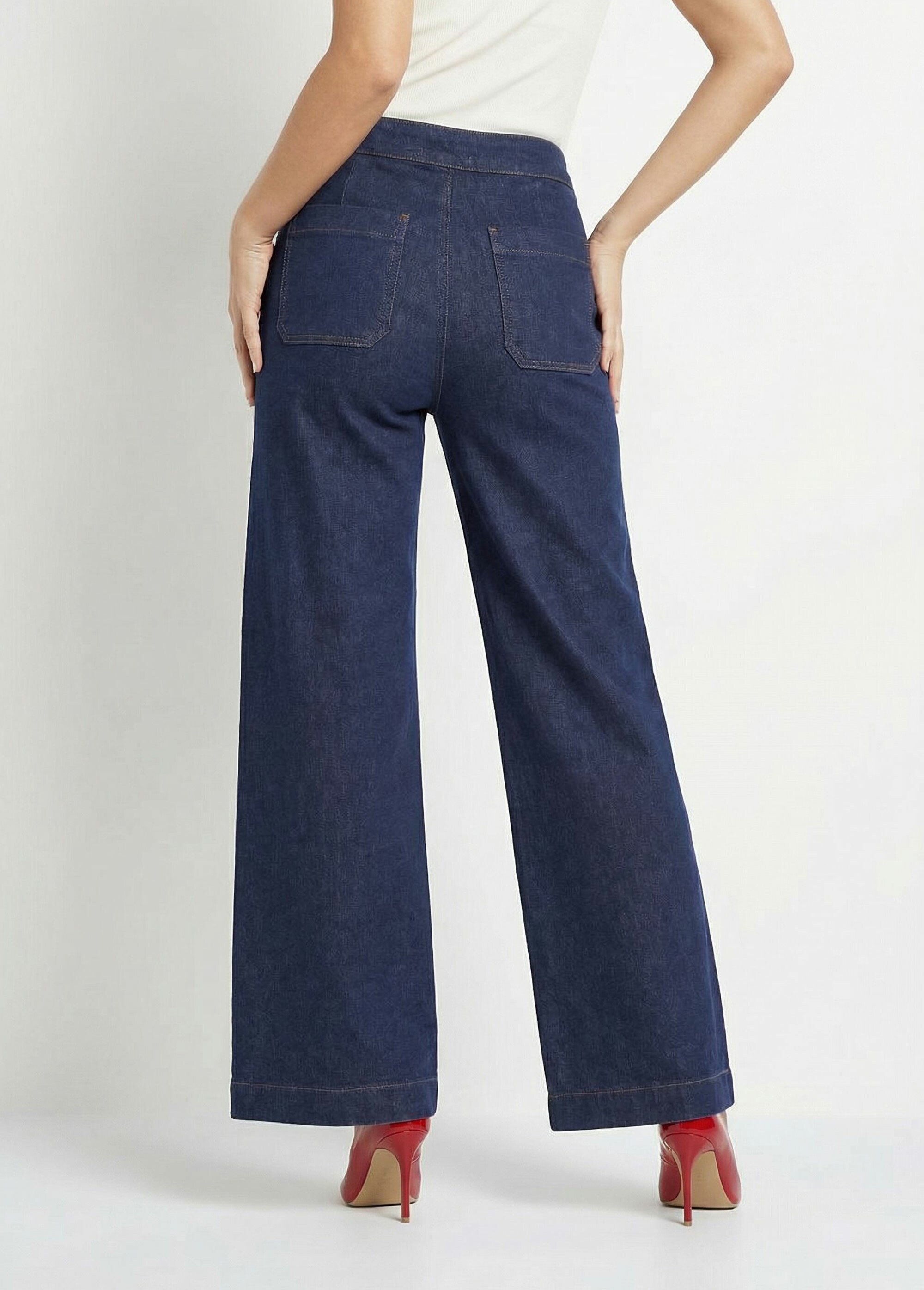 Jean à pont coupe large, spécial GRANDE Femme Bleu OR-JD610 DO1