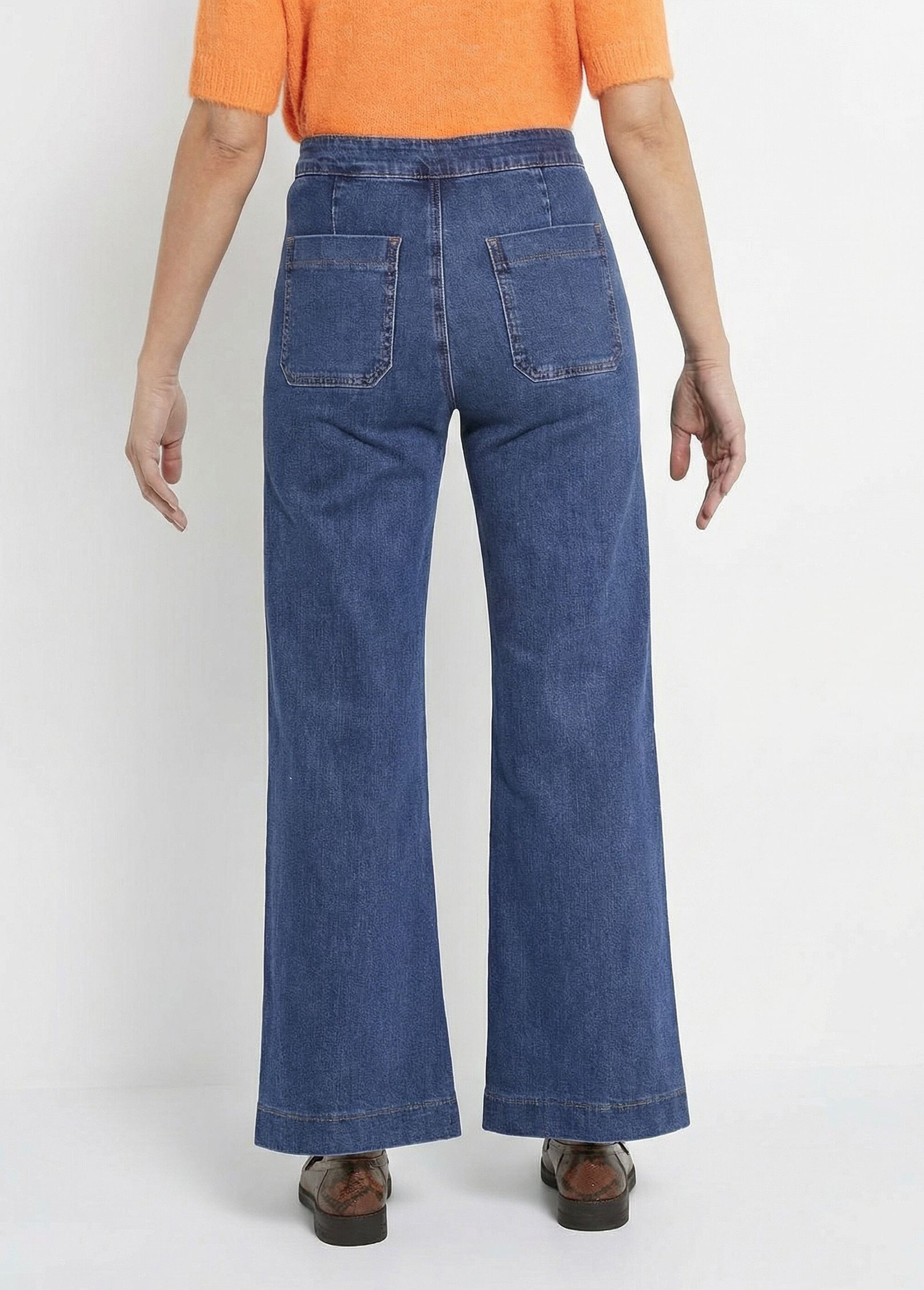 Jean à pont coupe large, spécial GRANDE Femme Bleu OR-JD610 DO1