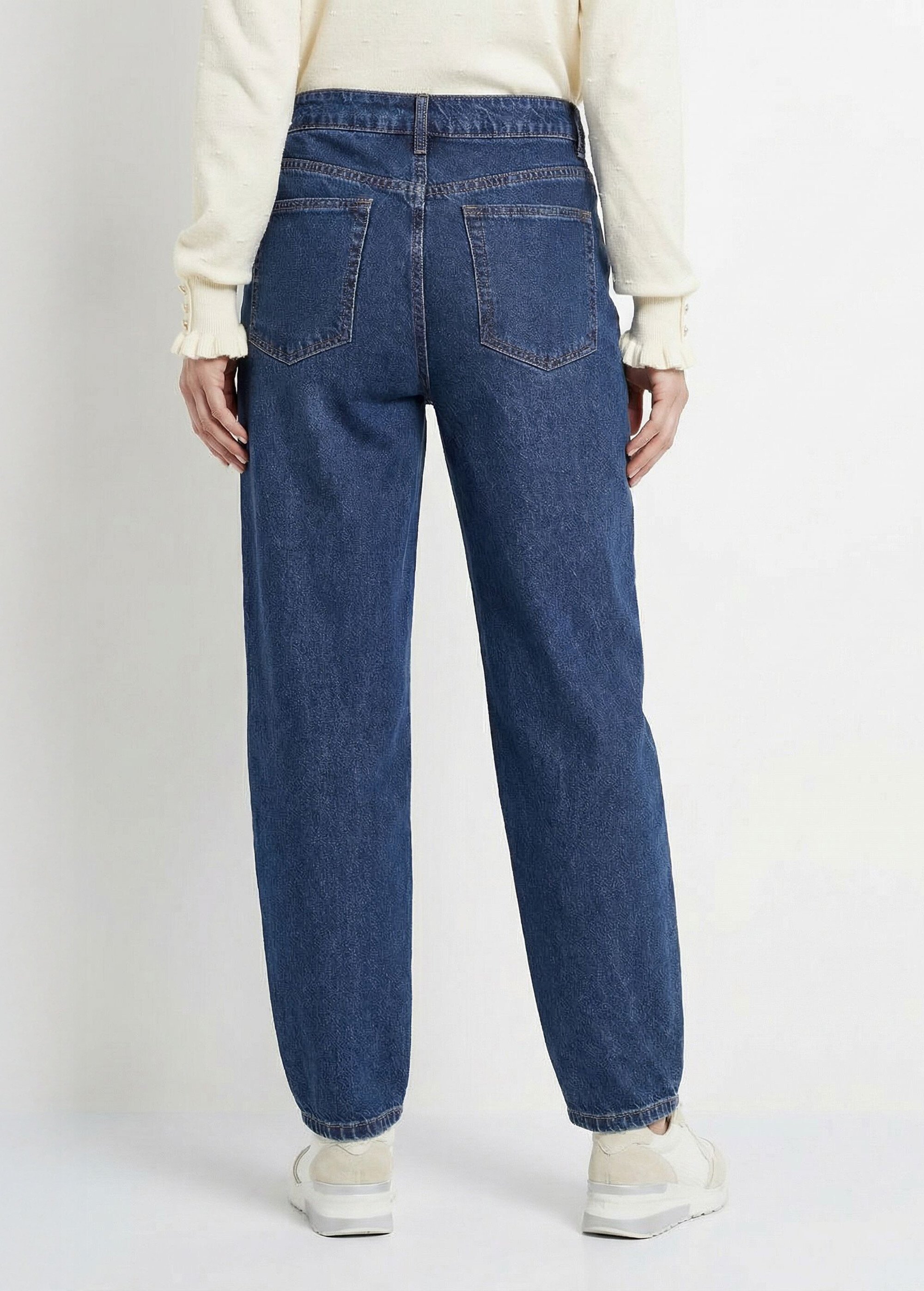 Jean cropped coupe balloon, bas resserré Femme Bleu OR-JD611 DO1