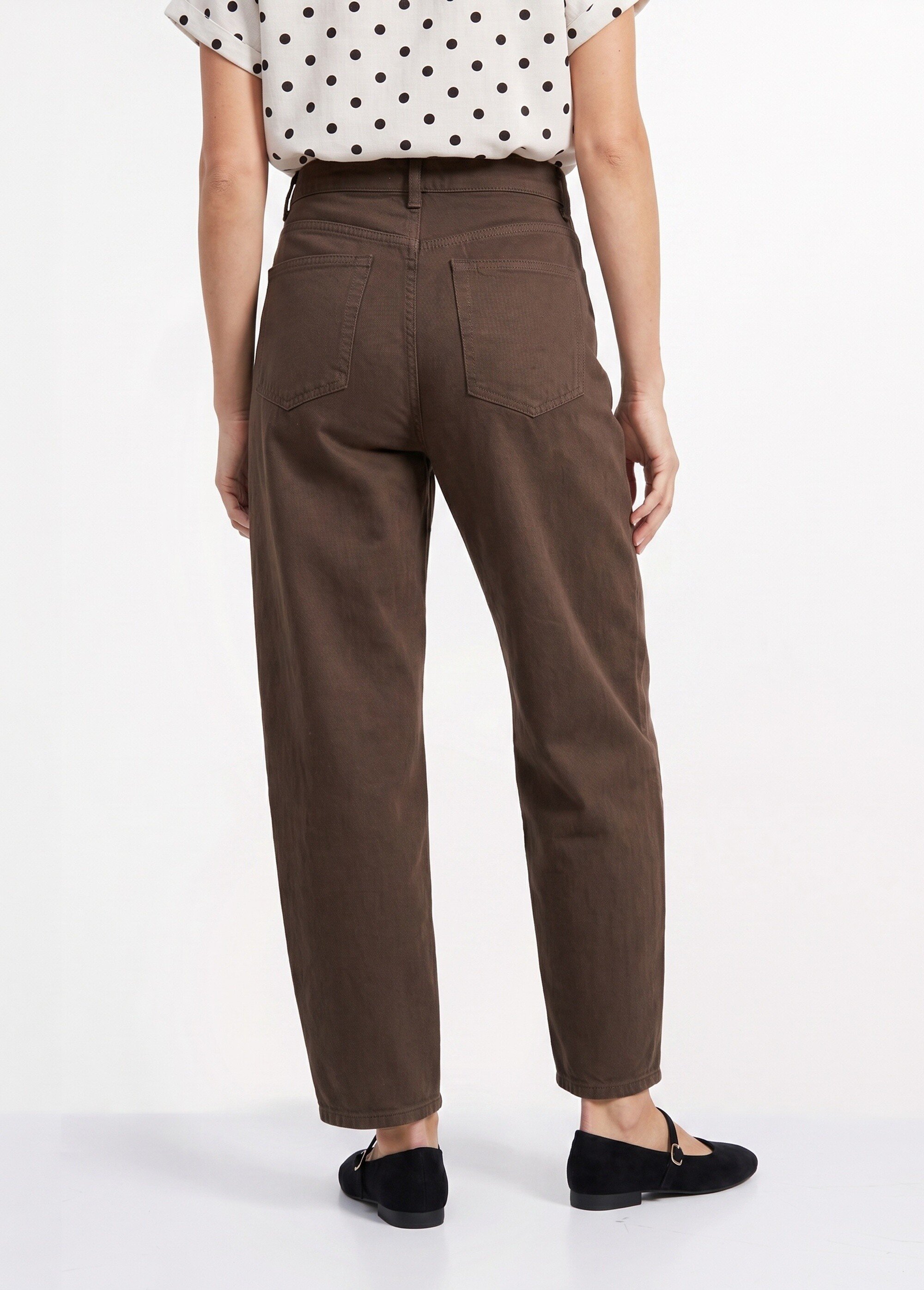 Jean cropped coupe balloon, bas resserré Femme Marron OR-JD611 DO1