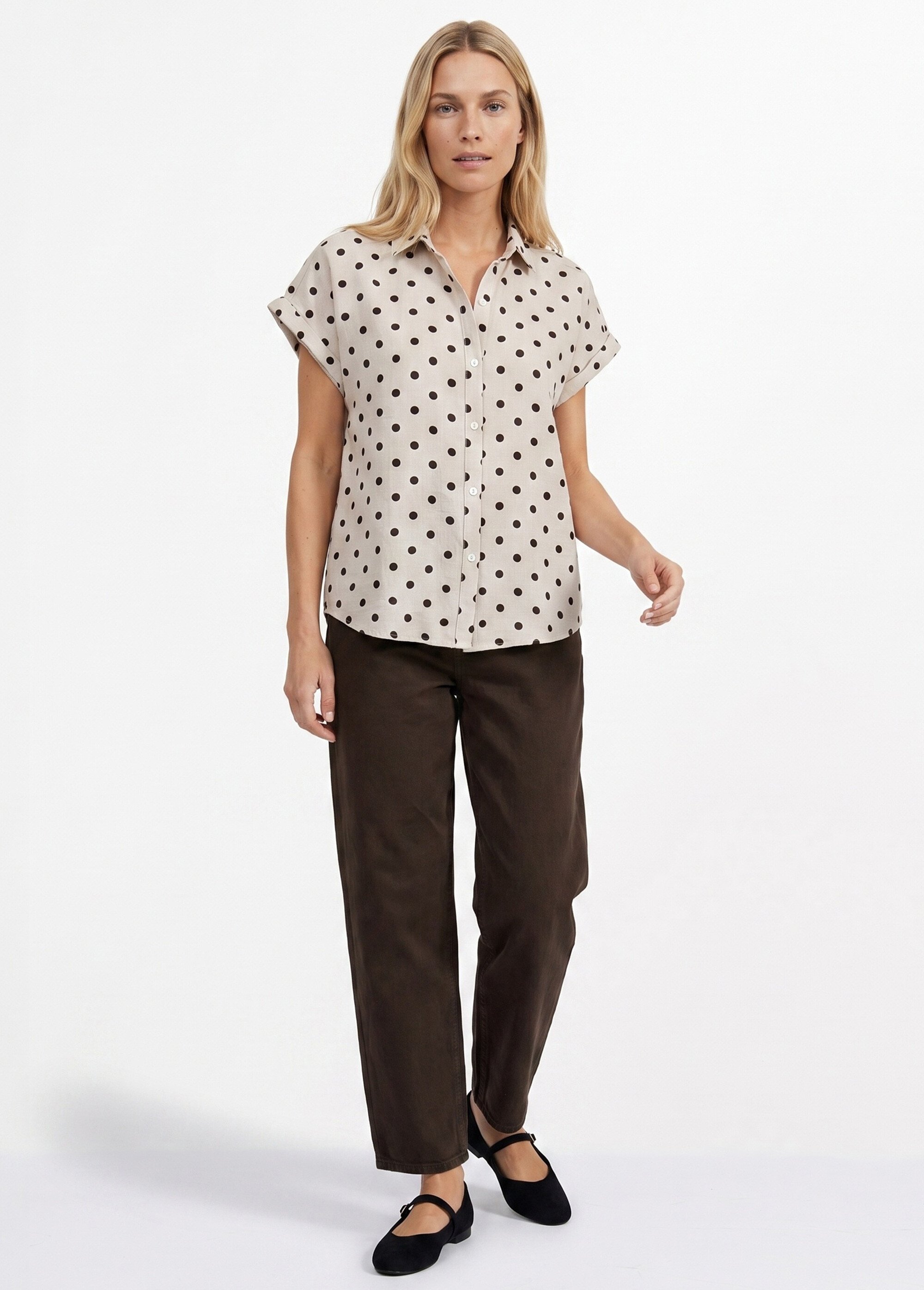 Jean cropped coupe balloon, bas resserré Femme Marron OR-JD611 SI1
