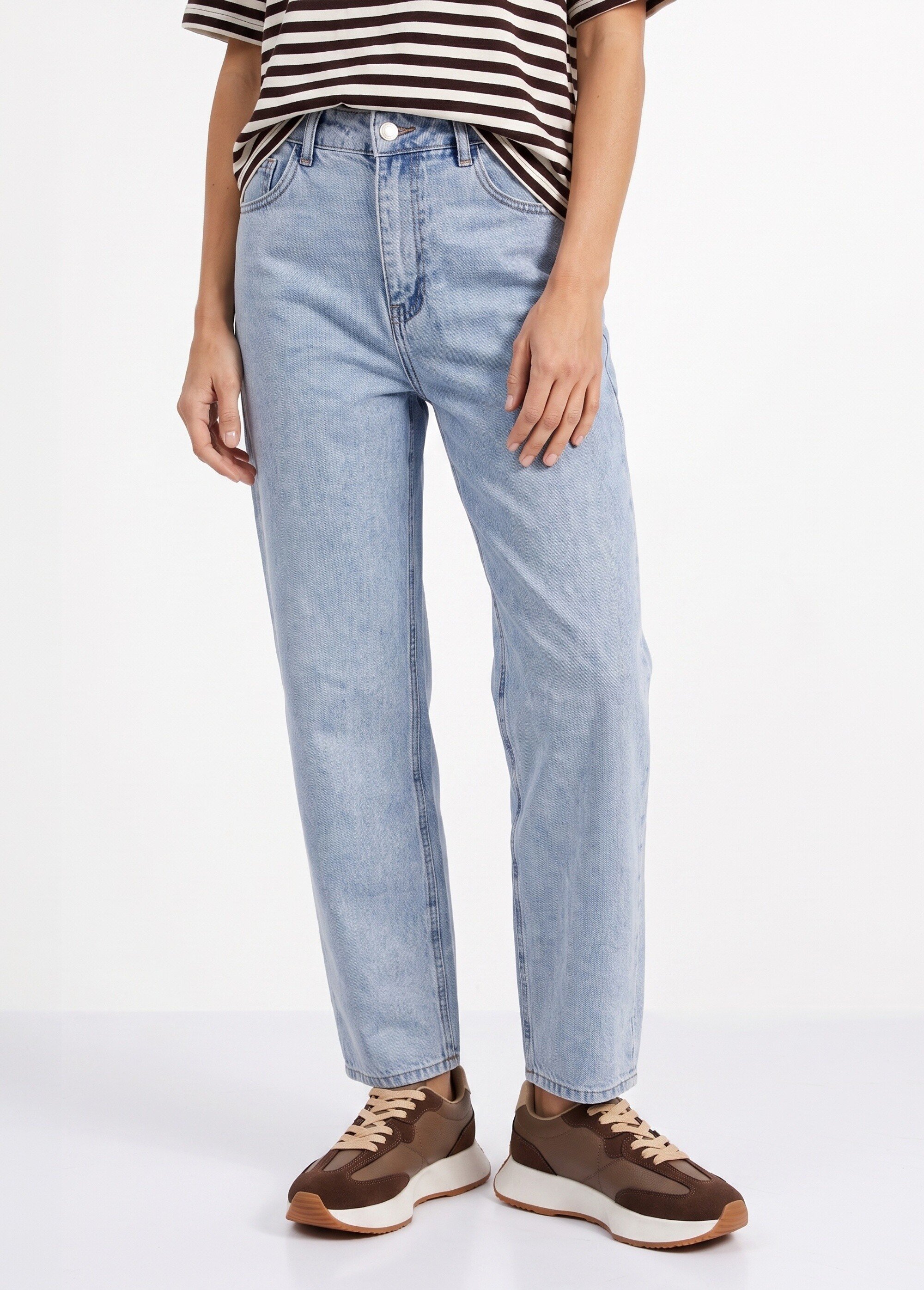 Jean cropped coupe balloon, bas resserré Femme BLEACH OR-JD611 FA1