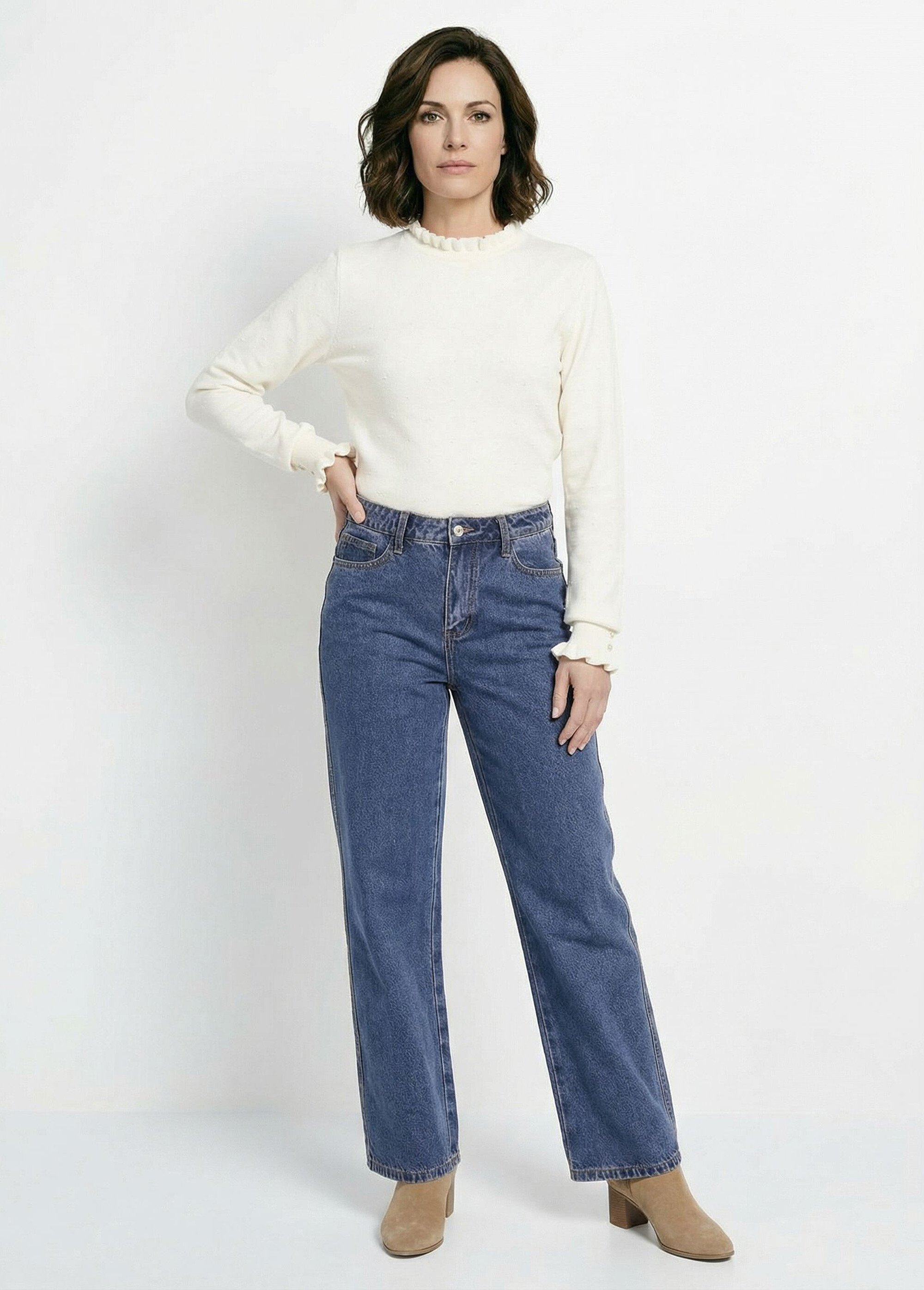 Jean cropped coupe large et taille haute