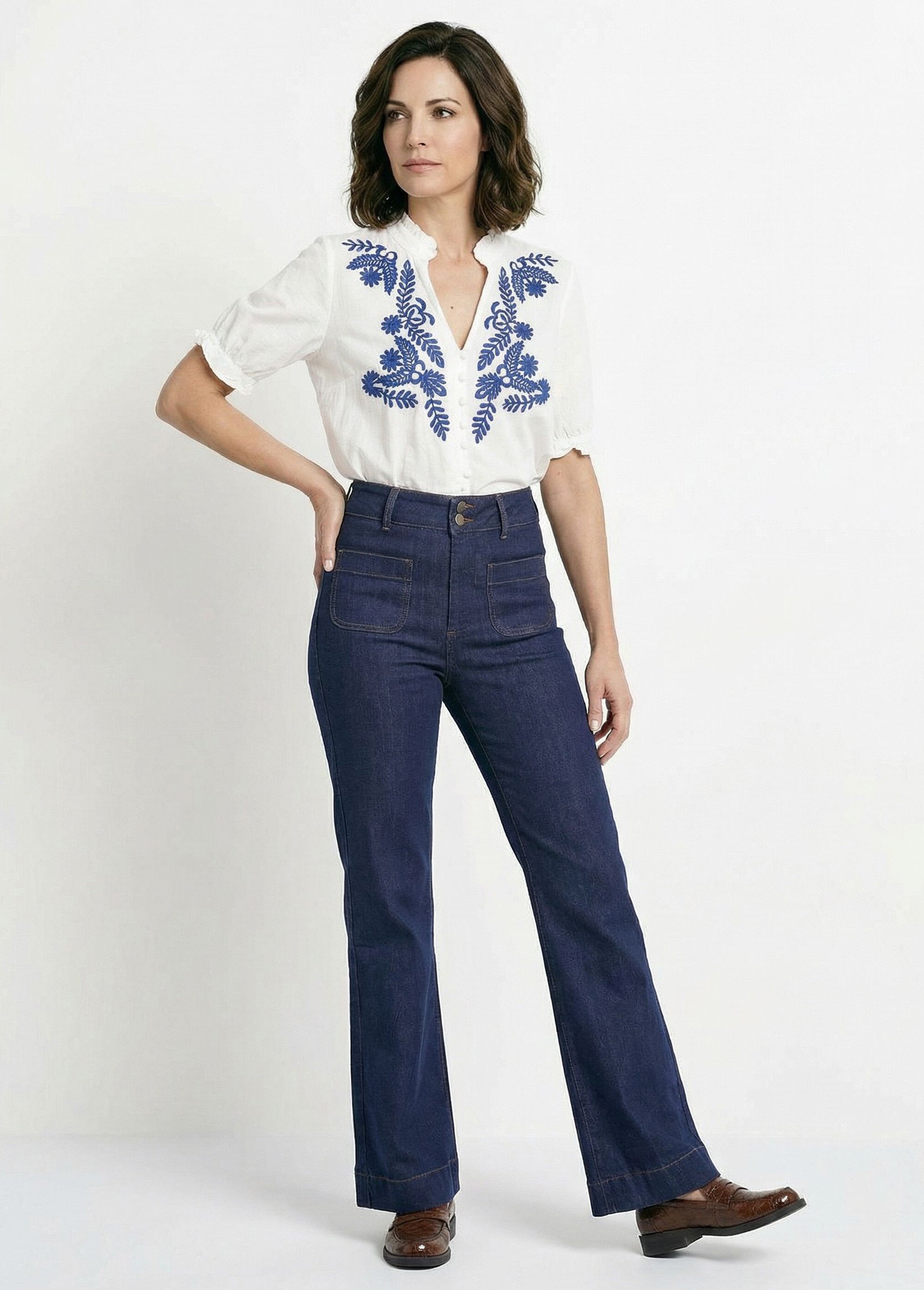 Jean évasé coupe flare, spécial GRANDE Femme Bleu OR-JD381 MV1