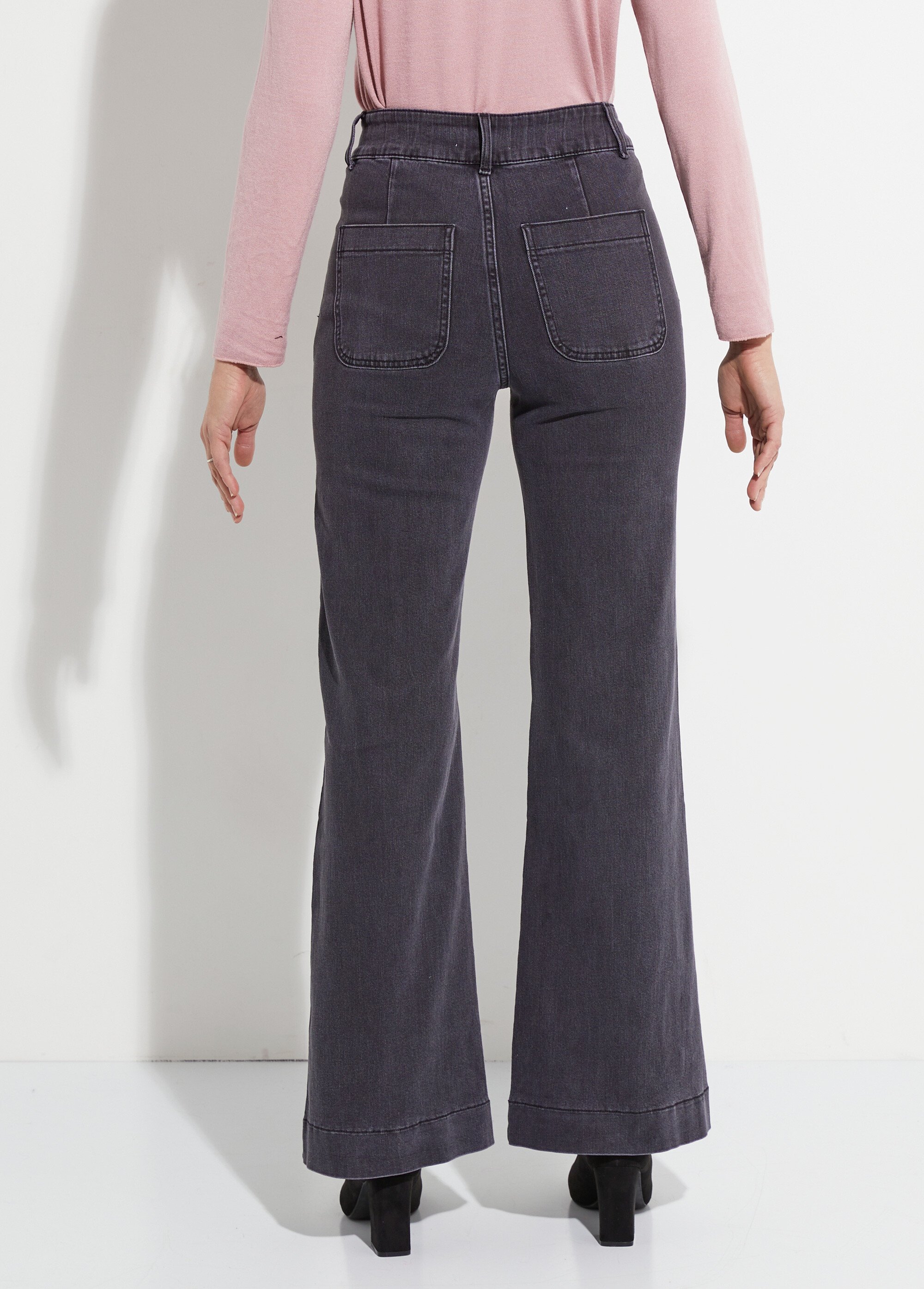 Jean évasé coupe flare, spécial GRANDE Femme Gris OR-JD381 DO1