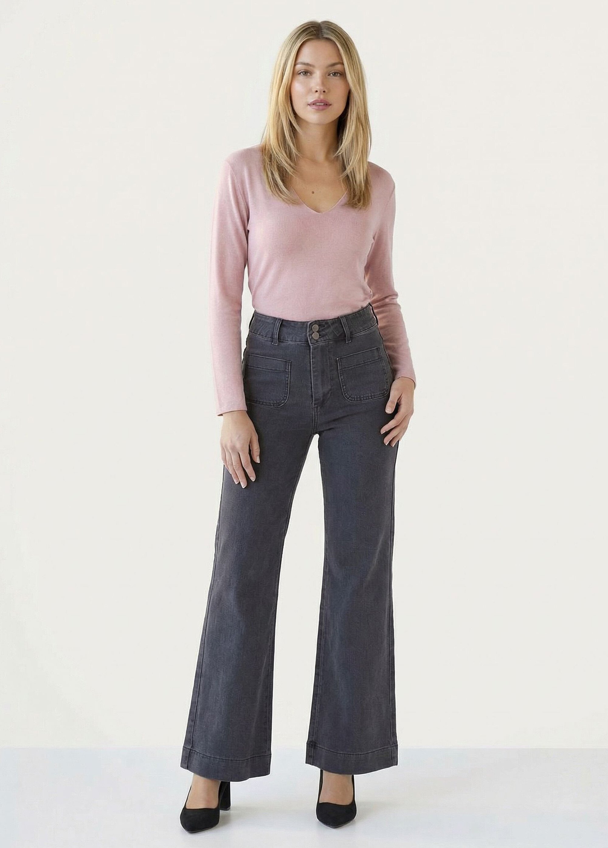 Jean évasé coupe flare, spécial GRANDE Femme Gris OR-JD381 SF1