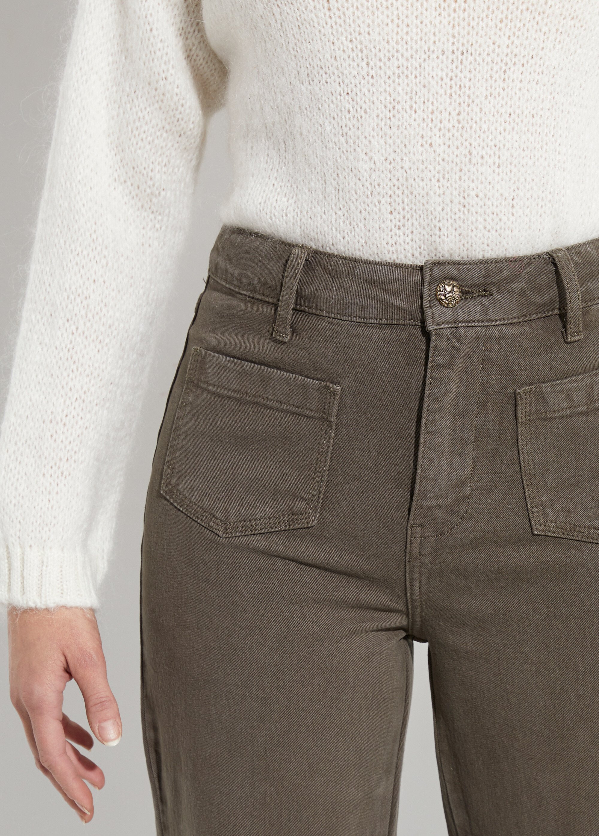 Jean évasé coupe large, spécial GRANDE Femme Vert OR-JD434 DE1