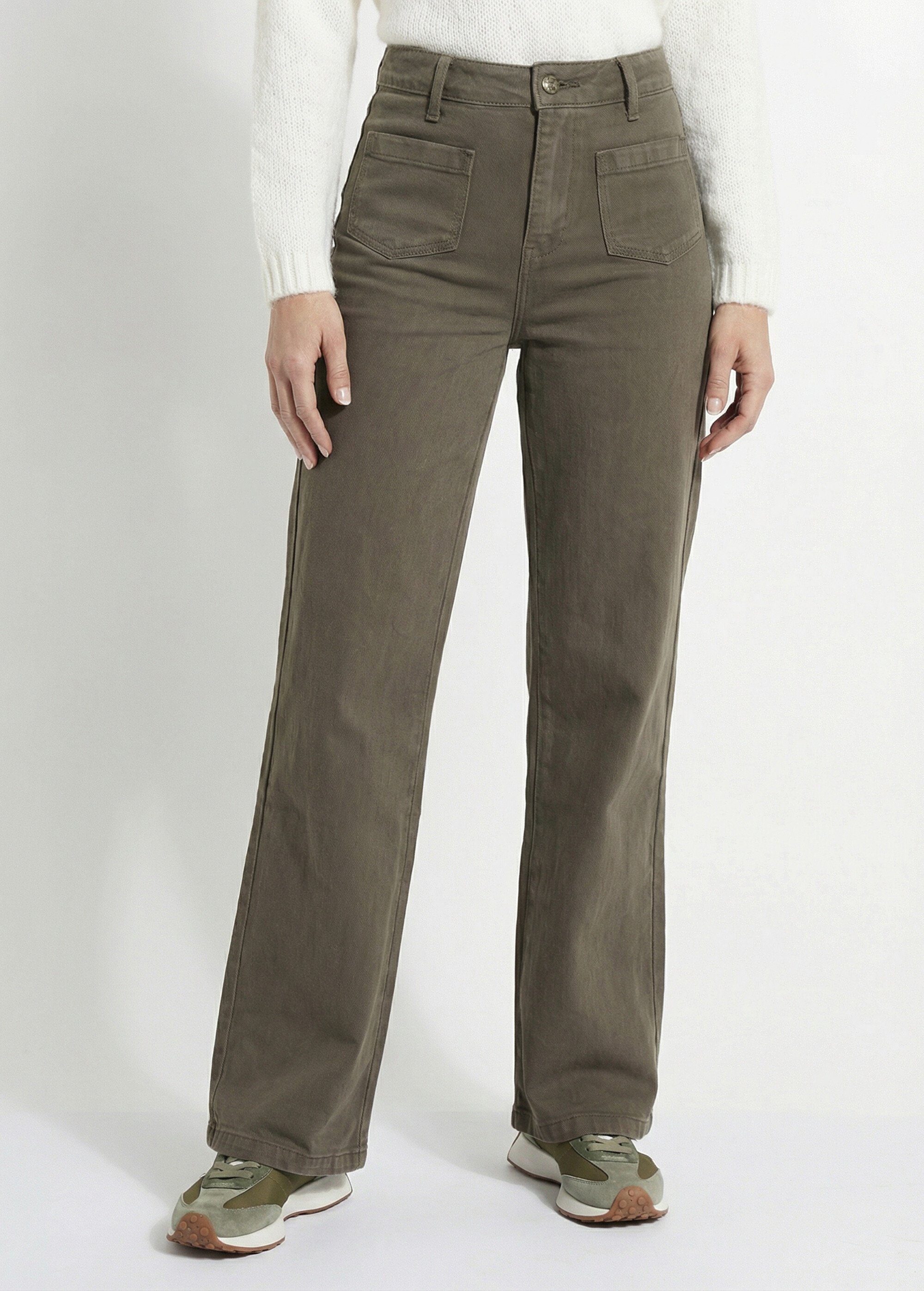 Jean évasé coupe large, spécial GRANDE Femme Vert OR-JD434 FA1