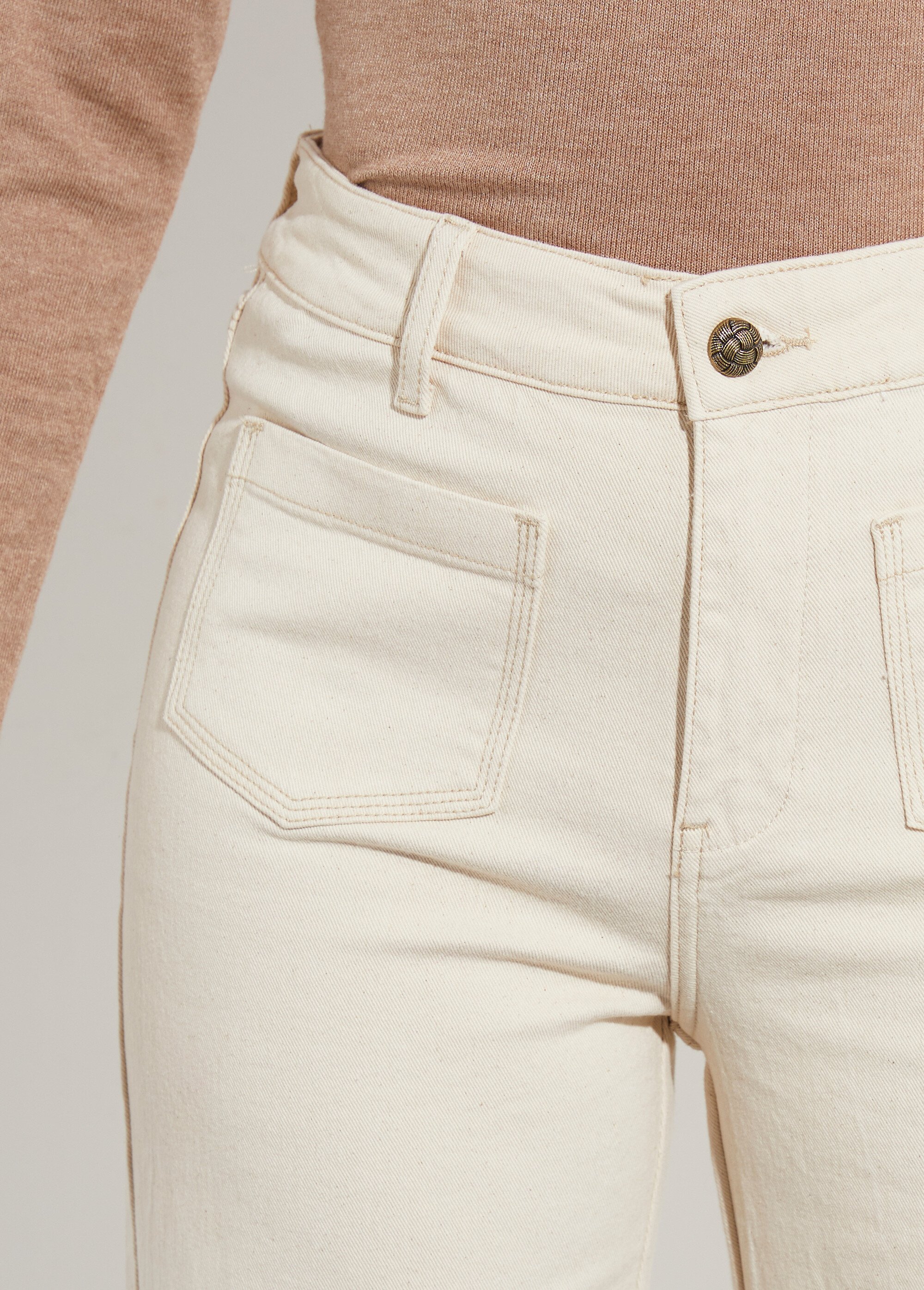 Jean évasé coupe large, spécial GRANDE Femme Beige OR-JD434 DE1