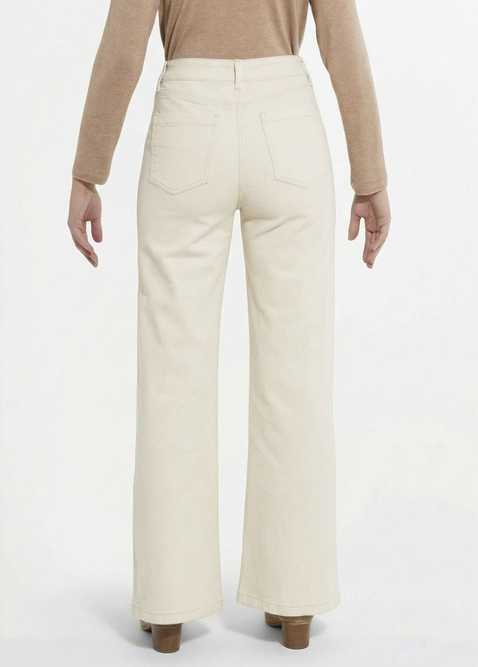 Jean évasé coupe large, spécial GRANDE Femme Beige OR-JD434 DO1