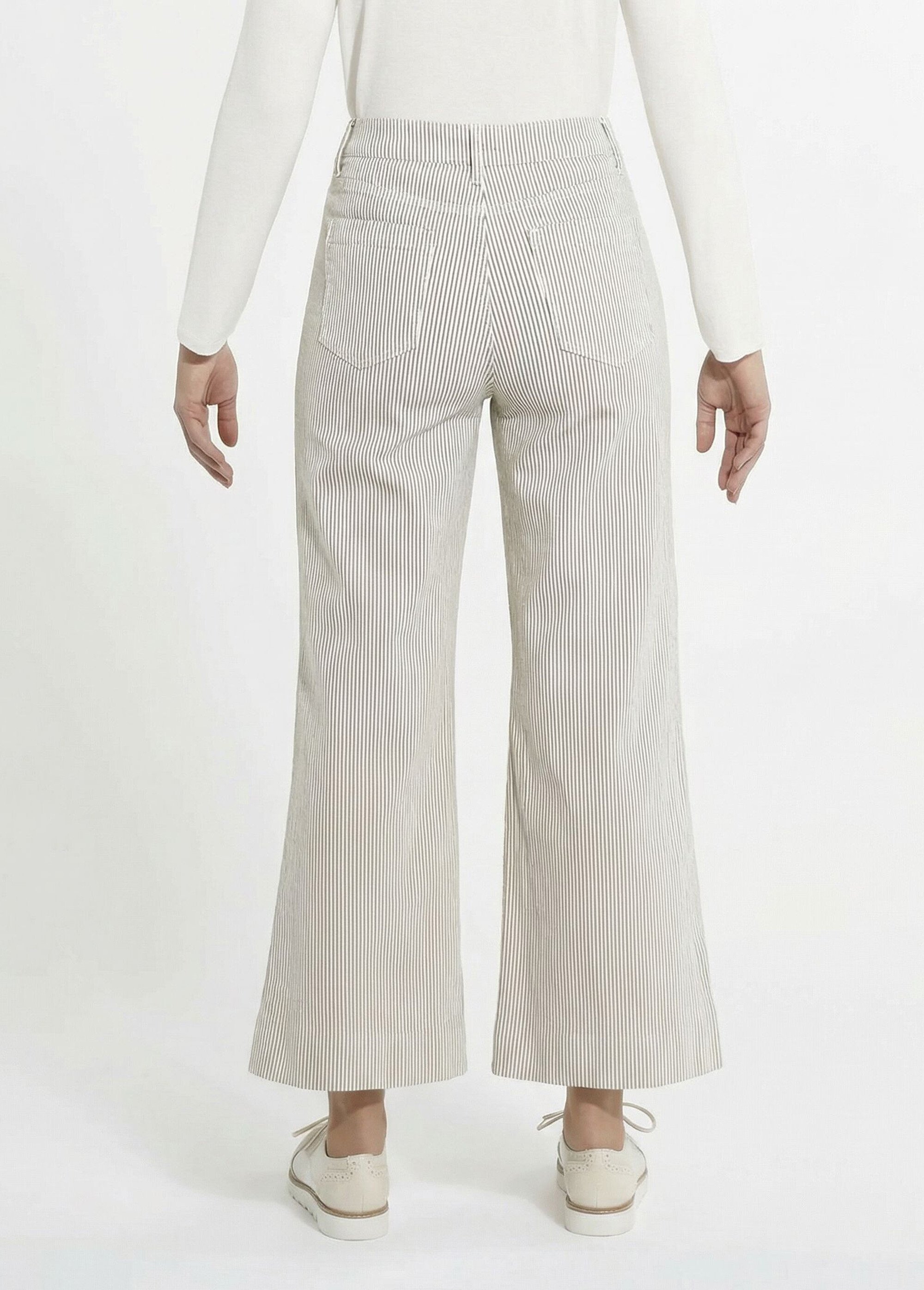 Jean rayé coupe large, spécial PETITE Femme Blanc OR-JD435RAY DO1