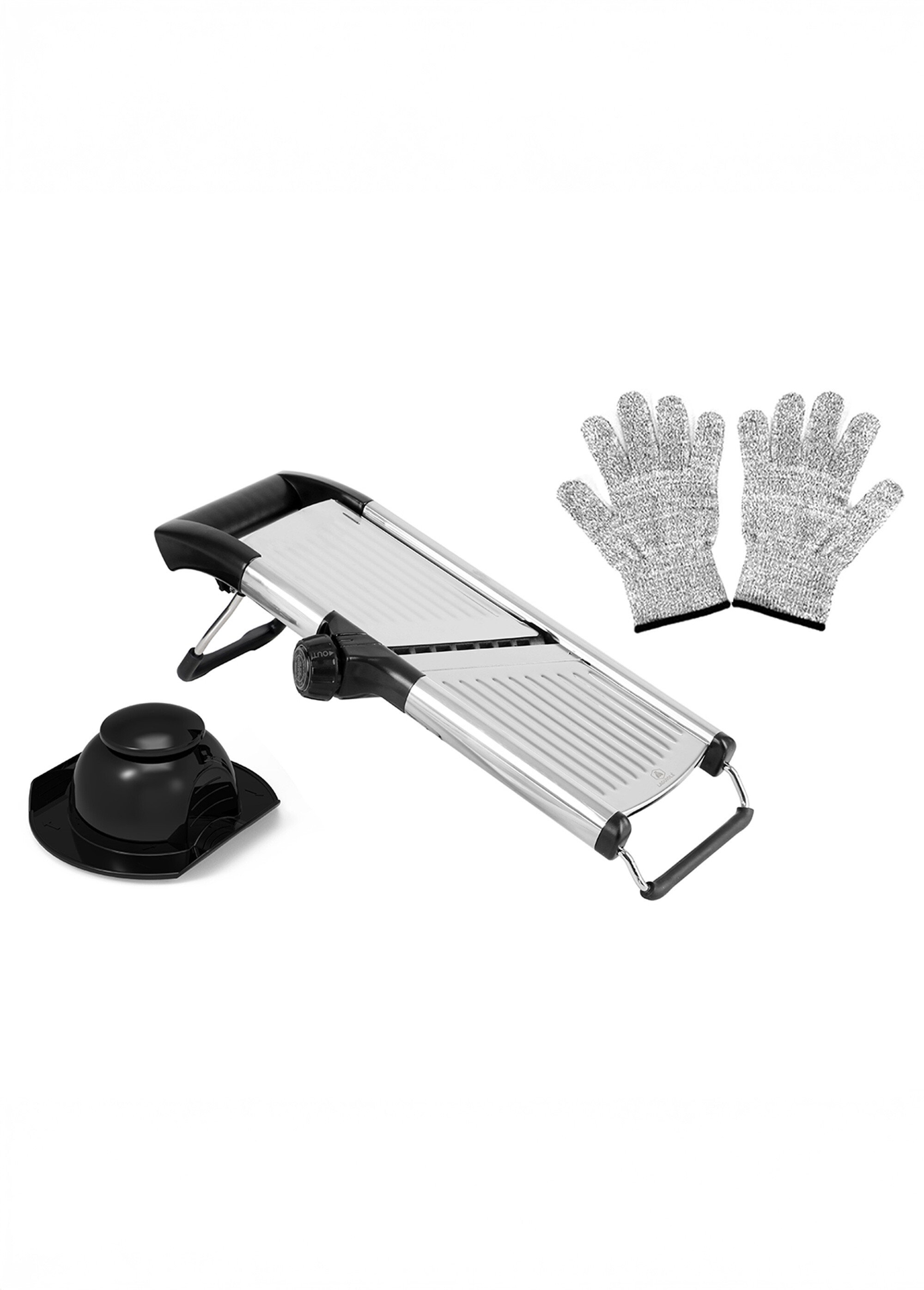 Mandoline pro inox 5 lames + gants protection Noir 9260025 FA1