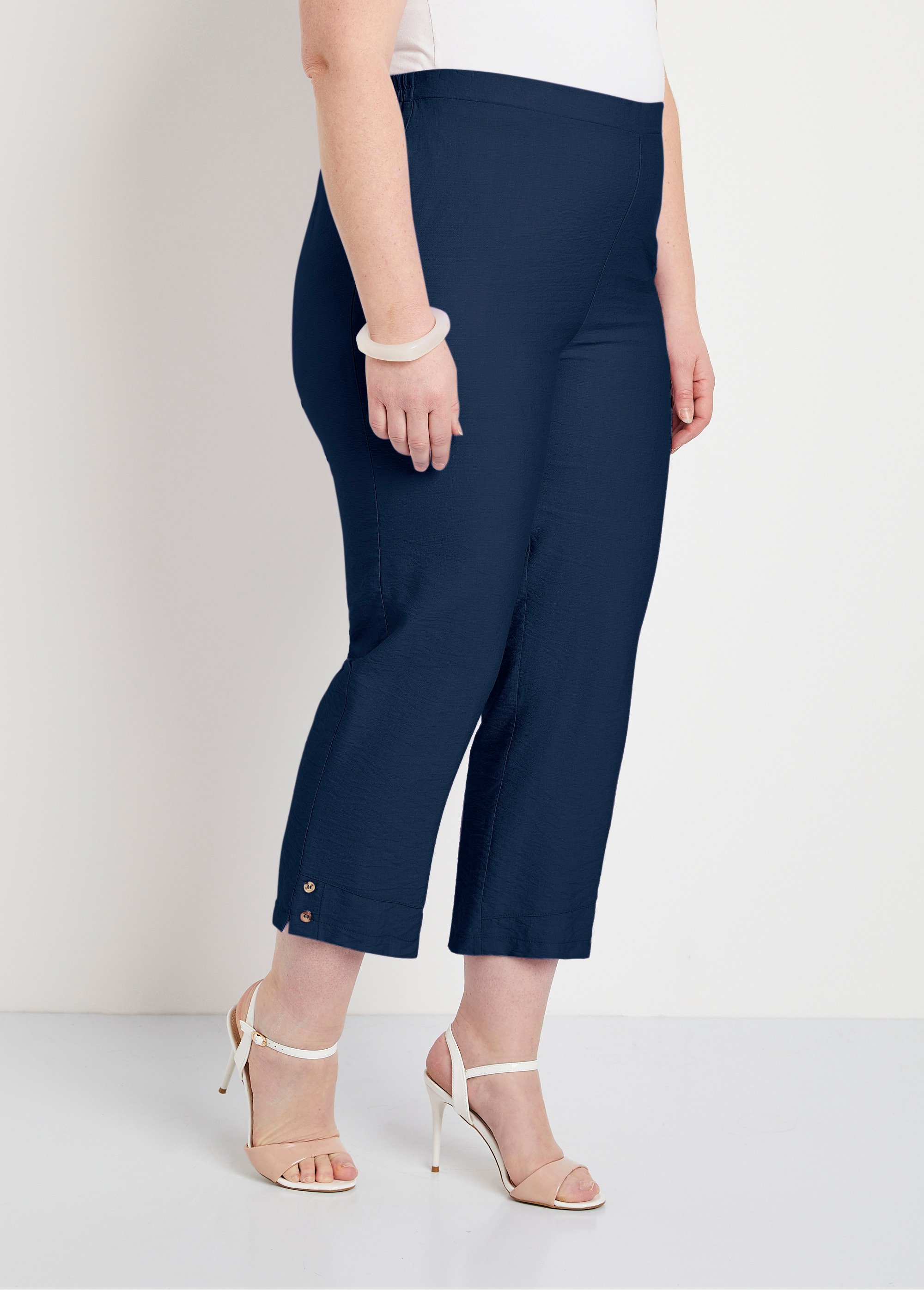 Pantacourt taille semi-élastiquée large Femme Grande Taille Bleu NIVRAL FA2