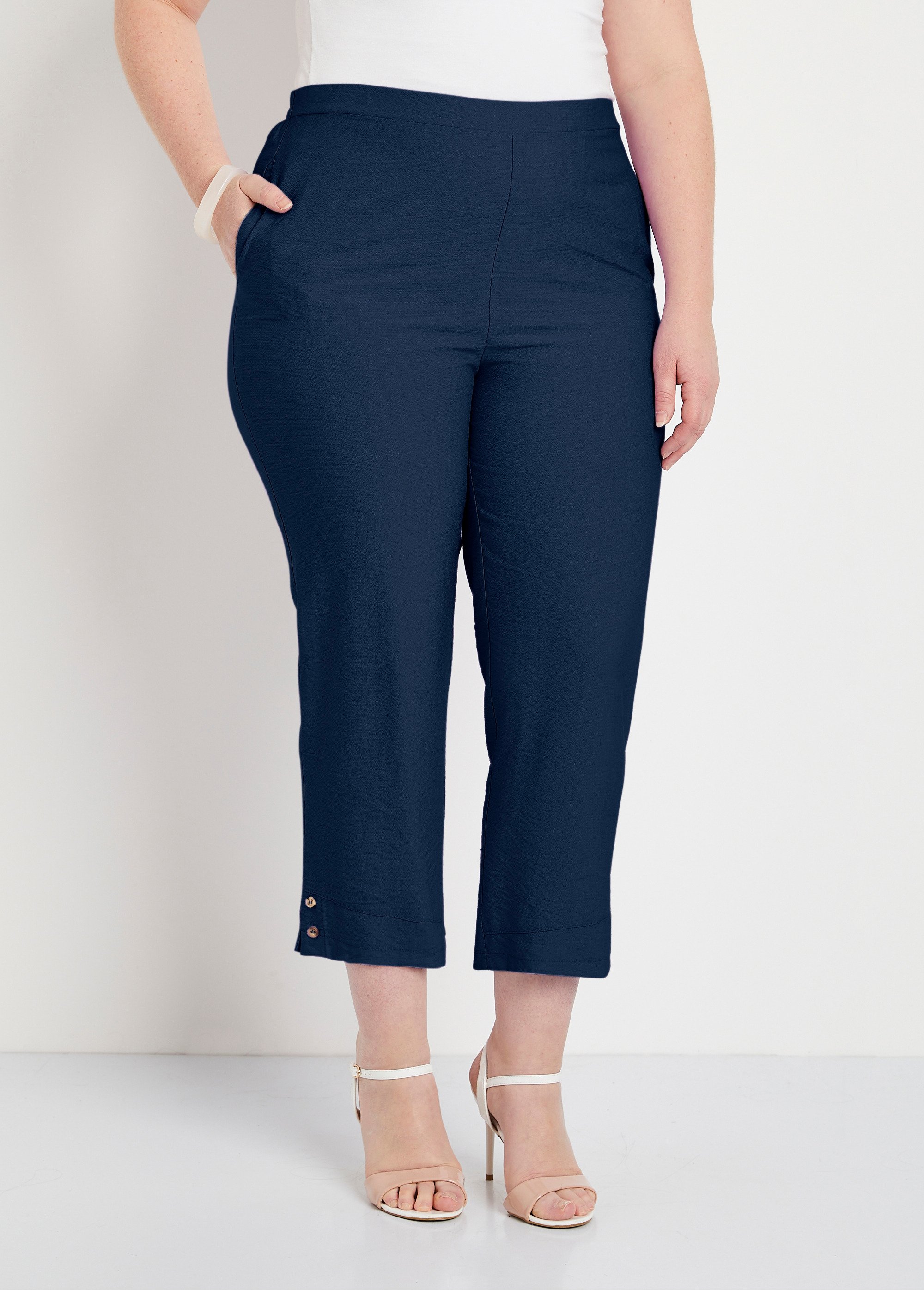 Pantacourt taille semi-élastiquée large Femme Grande Taille Bleu NIVRAL FA3