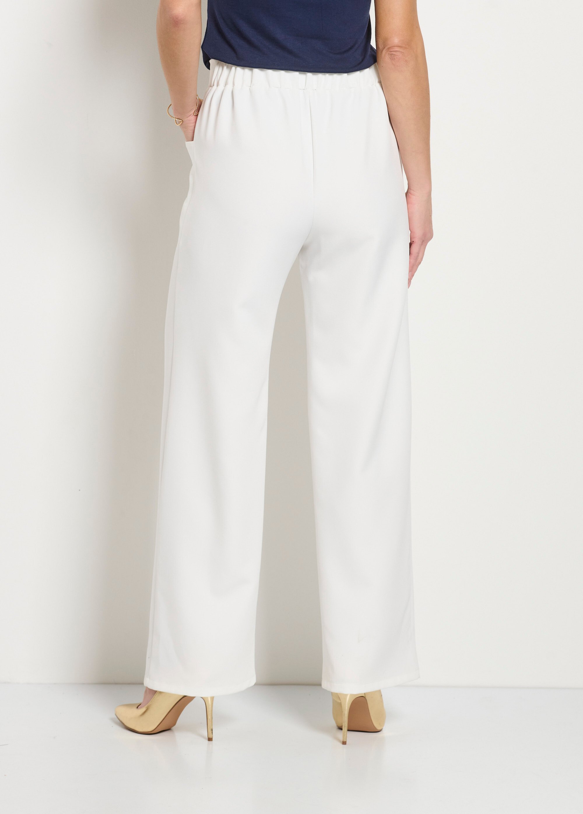 Pantalon effet pont ceinture élastiquée dos